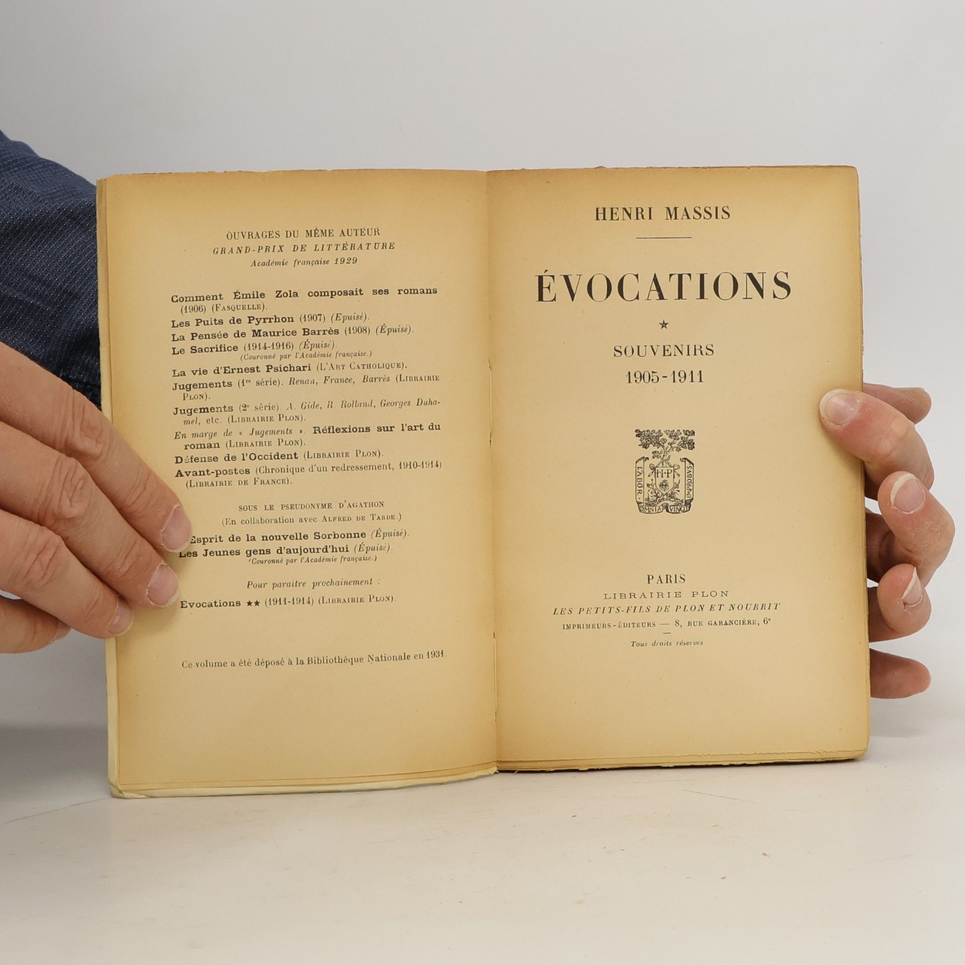 Massis, Henri Évocations