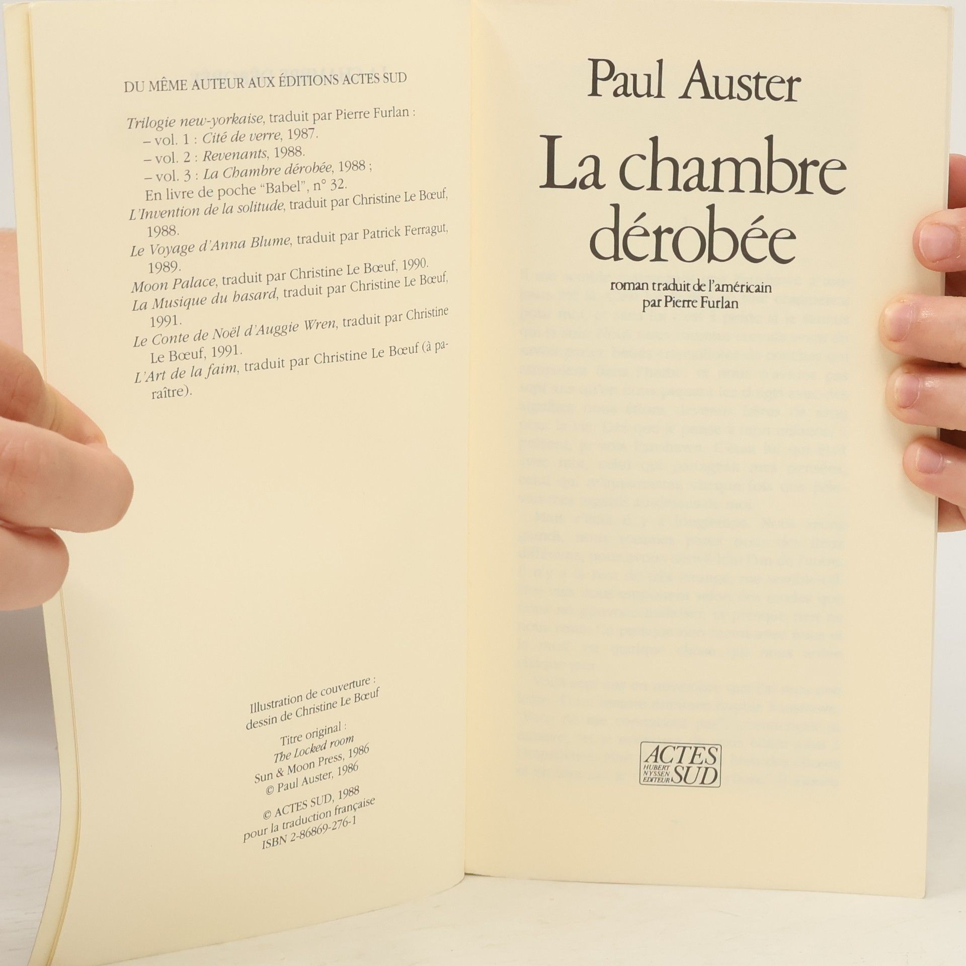 Paul Auster La chambre dérobée