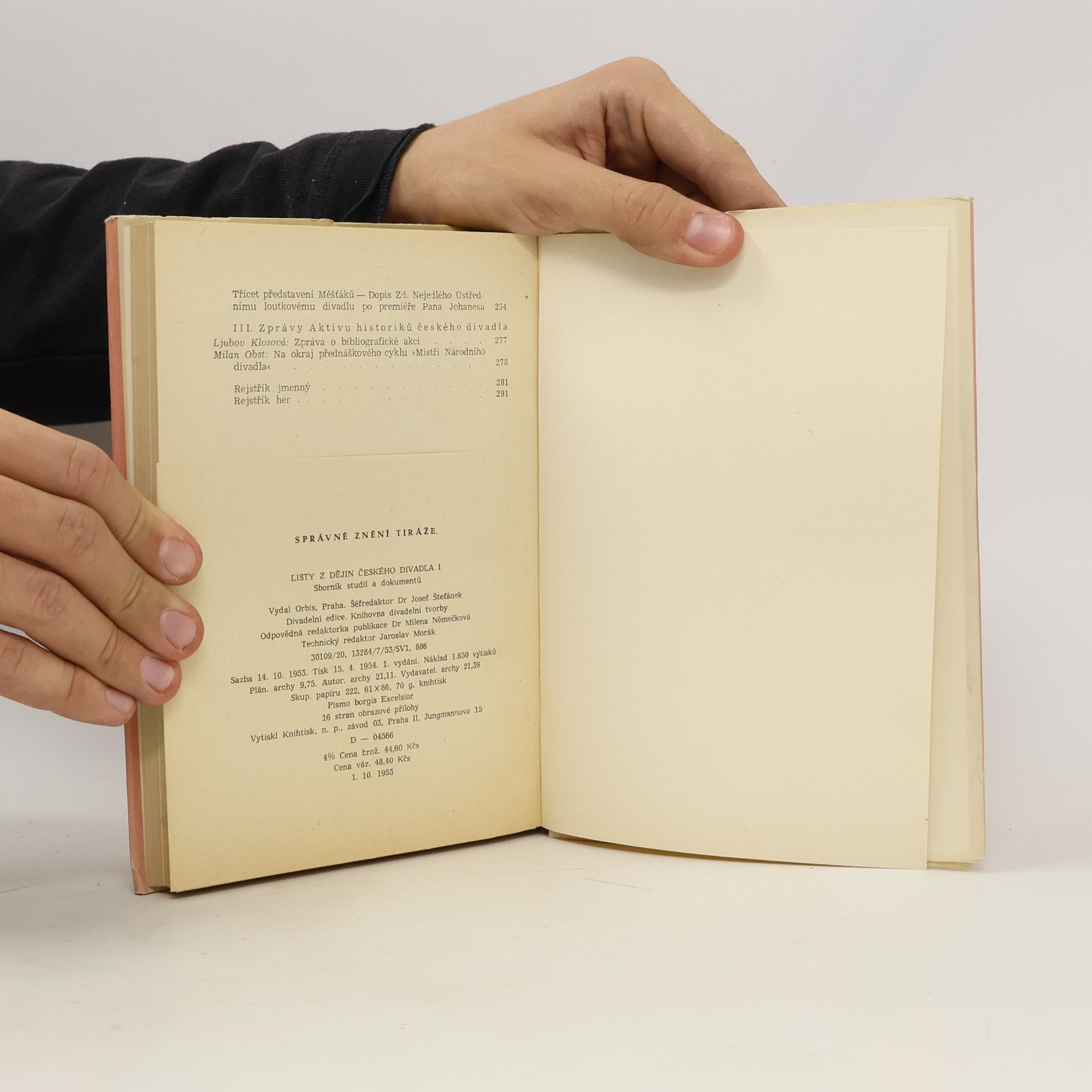 Various authors Listy z dějin českého divadla I
