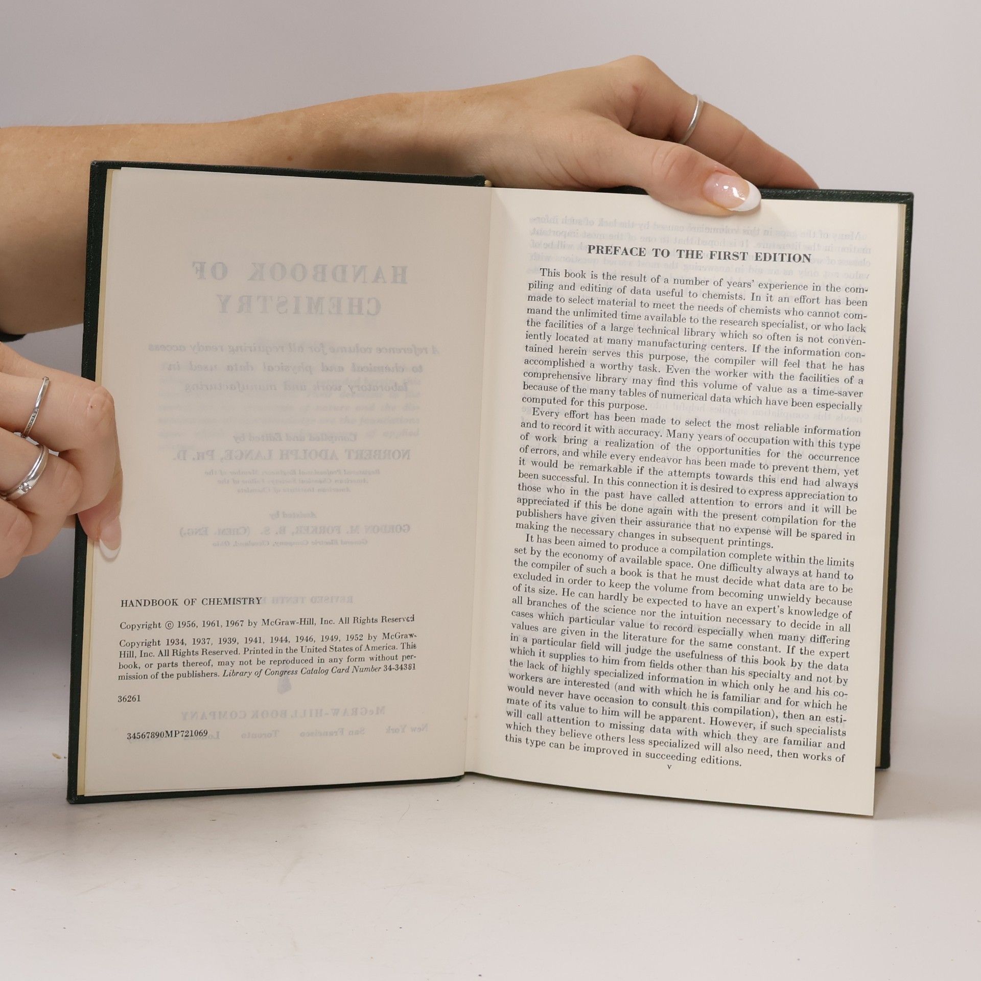 Norbert A. Lange Lange's Handbook of Chemistry