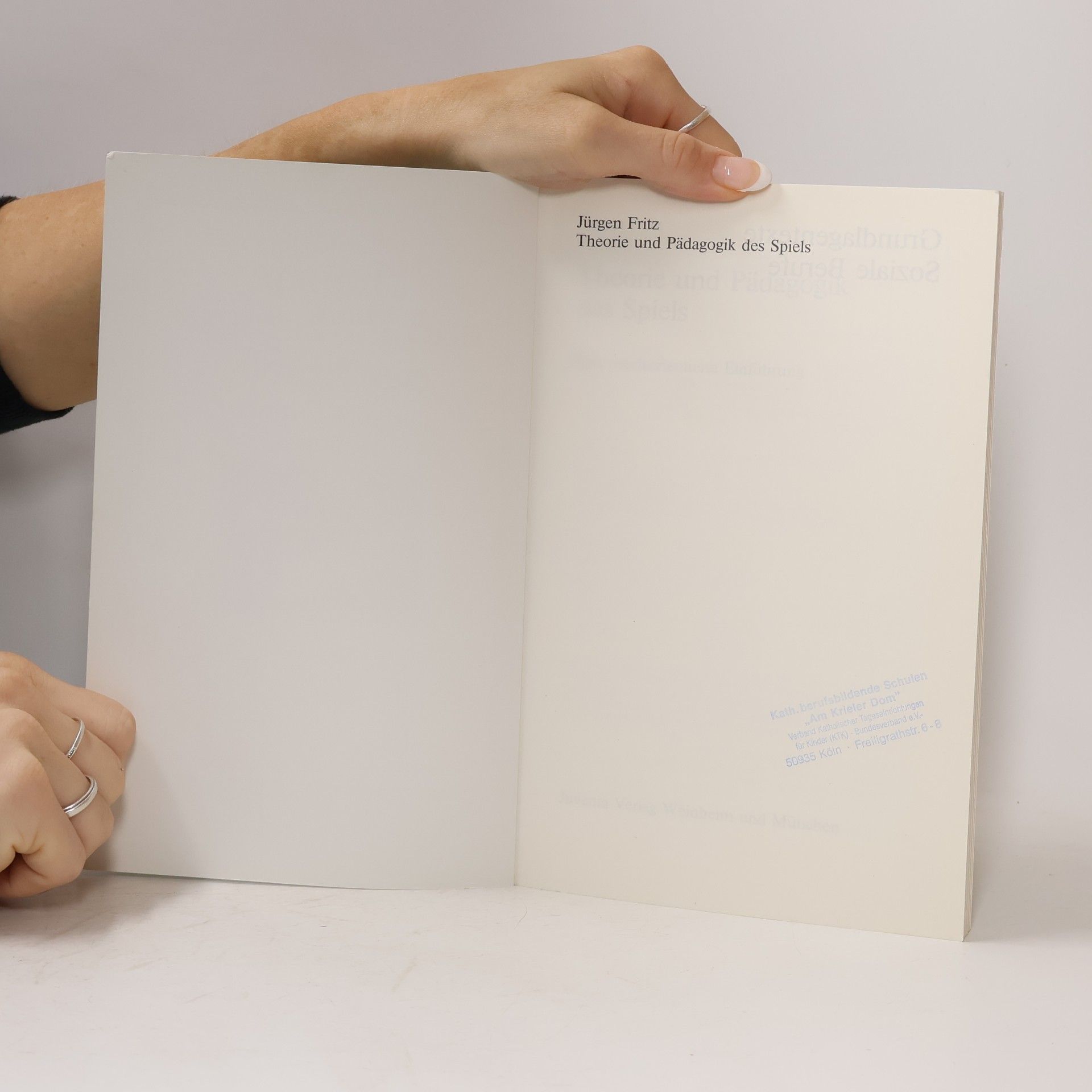 Jürgen Fritz Theorie und Pädagogik des Spiels