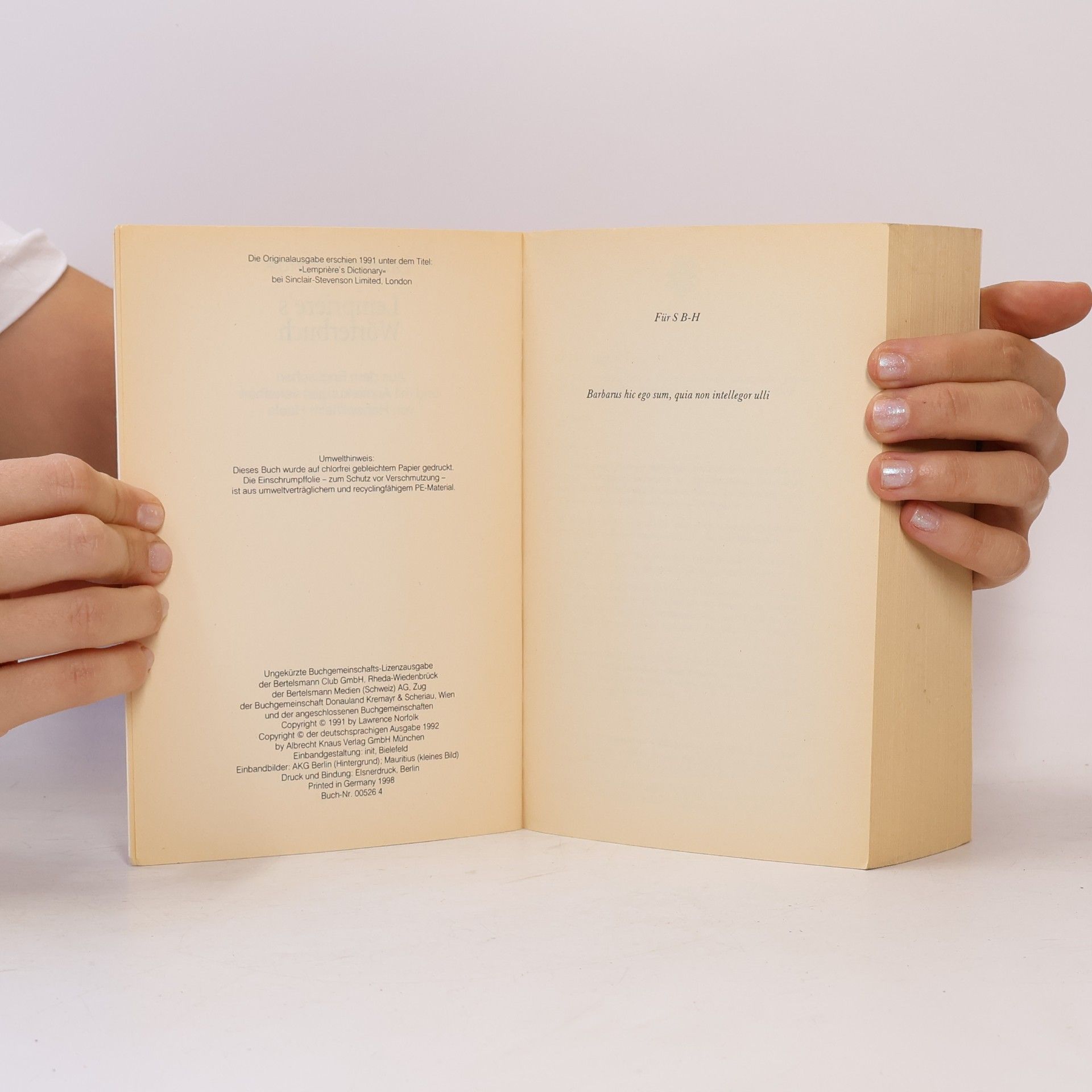 Lawrence Norfolk Lemprière's Wörterbuch