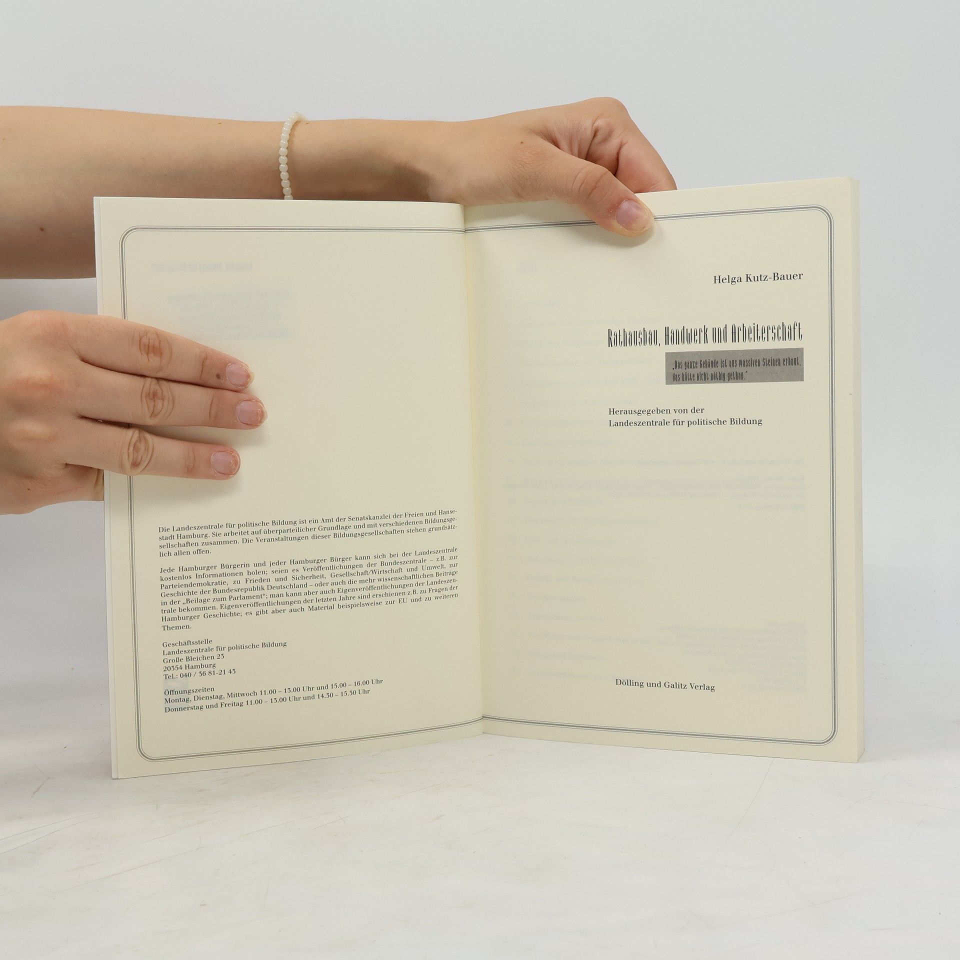 Helga Kutz Bauer Rathausbau, Handwerk und Arbeiterschaft