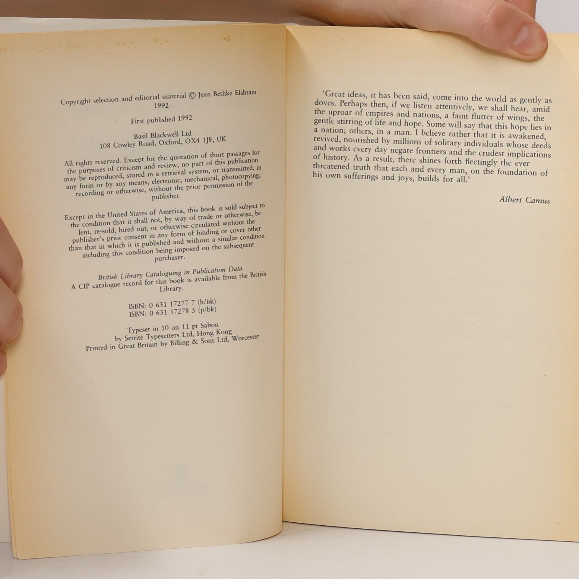 Jean Bethke Elshtain Readings in Social and Political Theory: Just War Theory
