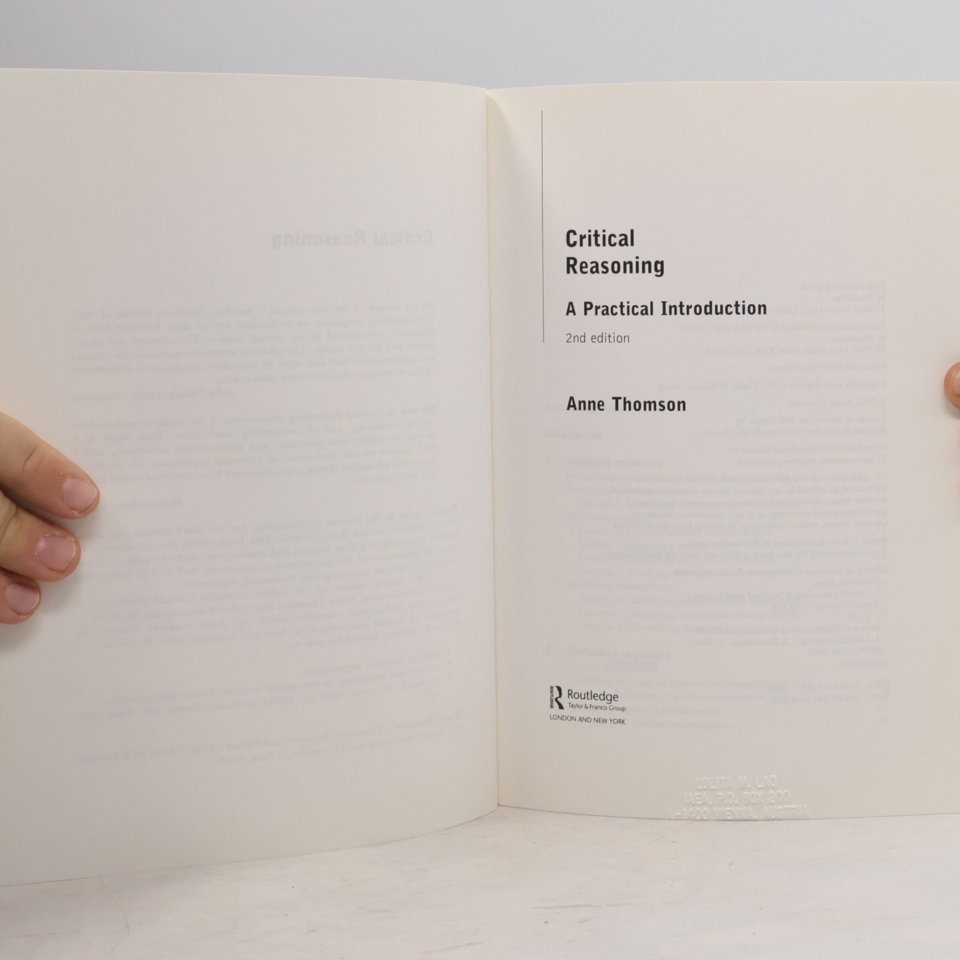 Anne Thomson Critical Reasoning