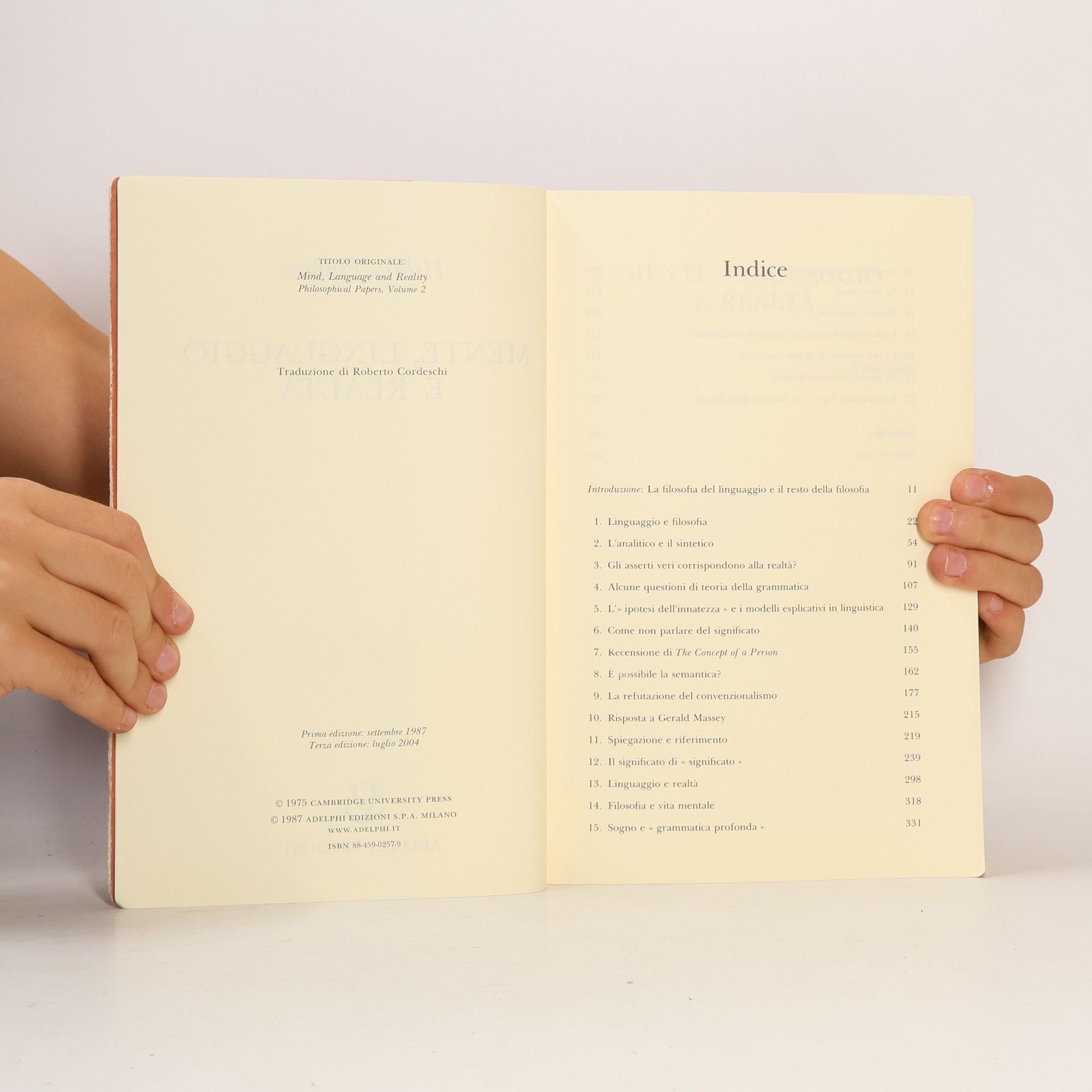 Hilary Putnam Biblioteca Scientifica - 9: Mente, linguaggio e realtà
