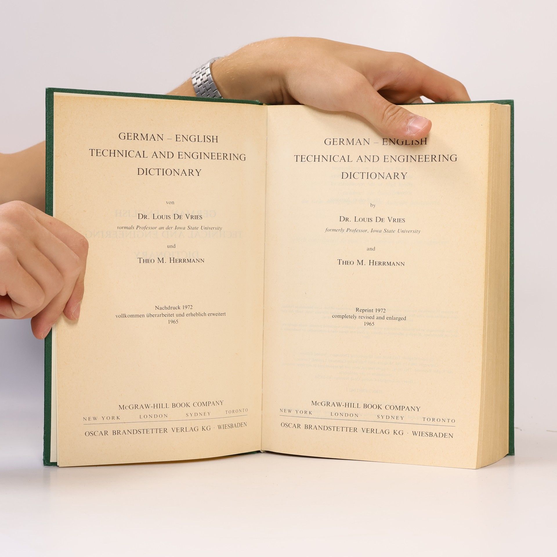 Louis De Vries German-English Technical and Engineering Dictionary