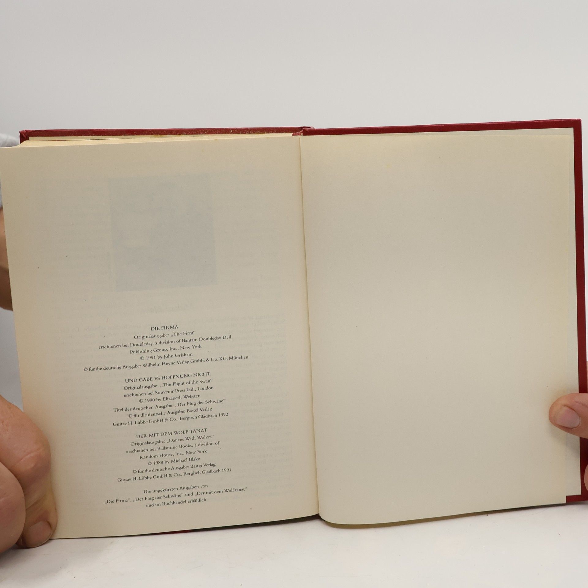 John Grisham Readers Digest Auswahlbücher. Die Firma. Und Gäbe es Hoffnung Nicht. Der mit dem Wolf Tanzt