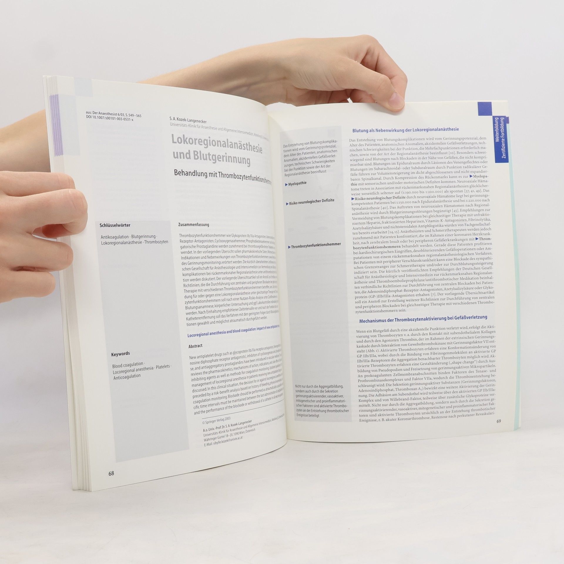 Hubert Josef Bardenheuer Weiterbildung für Anästhesisten 2003