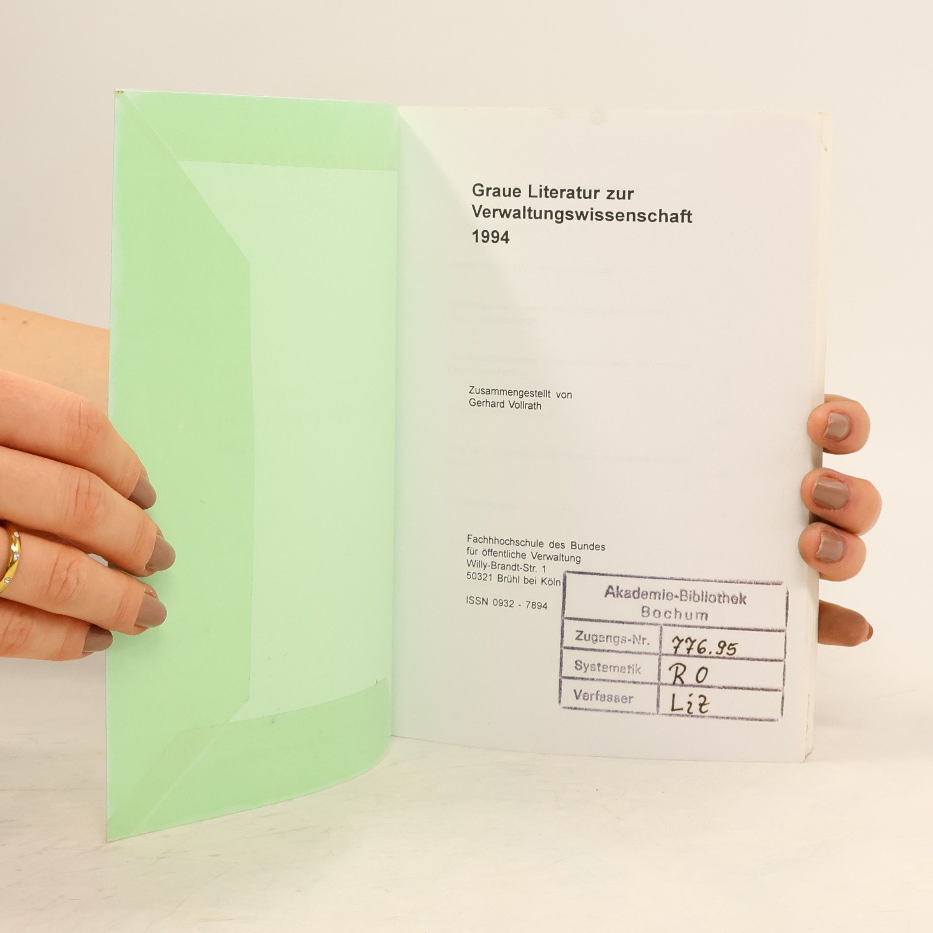 kolektiv Graue Literatur zur Verwaltungswissenschaft 1994
