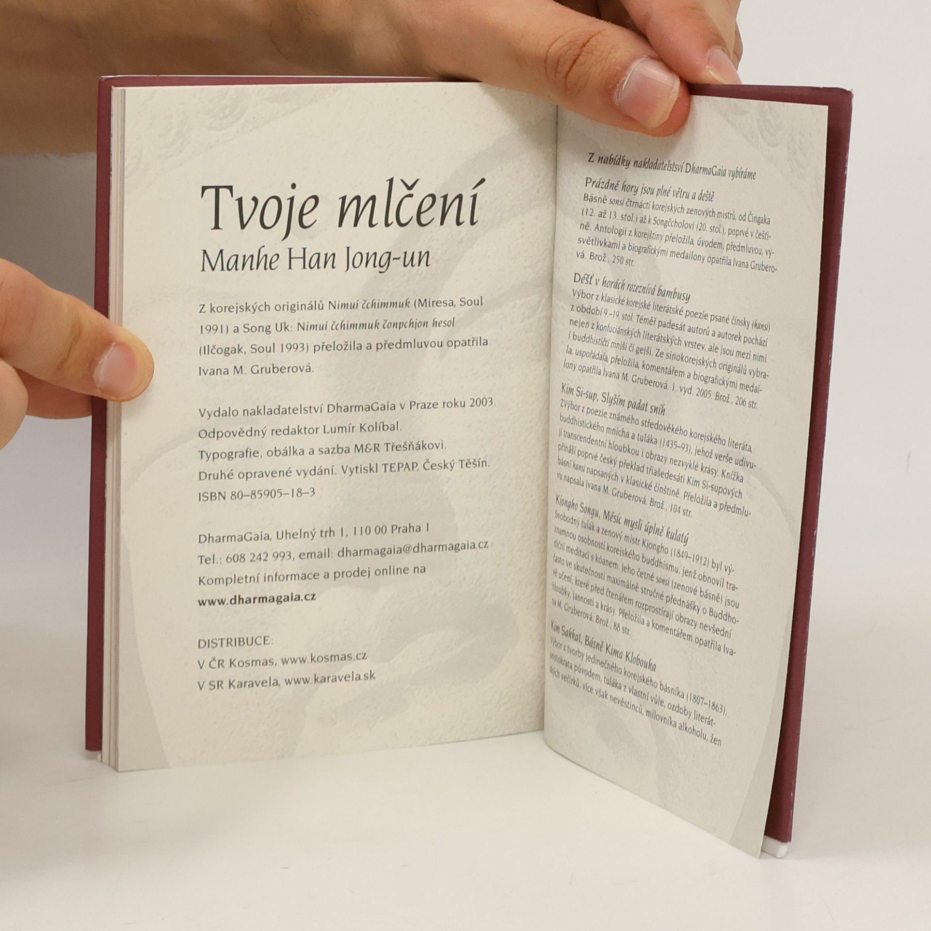 Han Jongun Tvoje mlčení. Výbor z milostné poezie korejského buddhistického mnicha