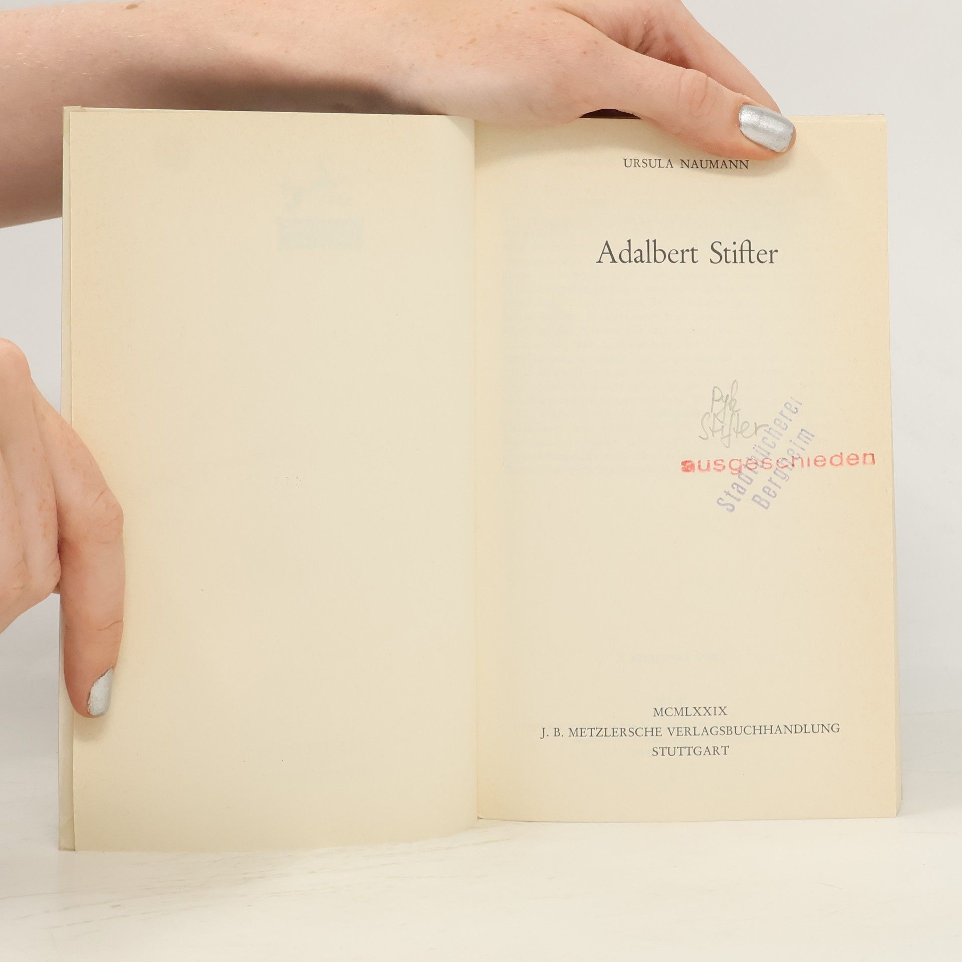 Ursula Naumann Sammlung Metzler: Realies zur Literatur - 186: Adalbert Stifter