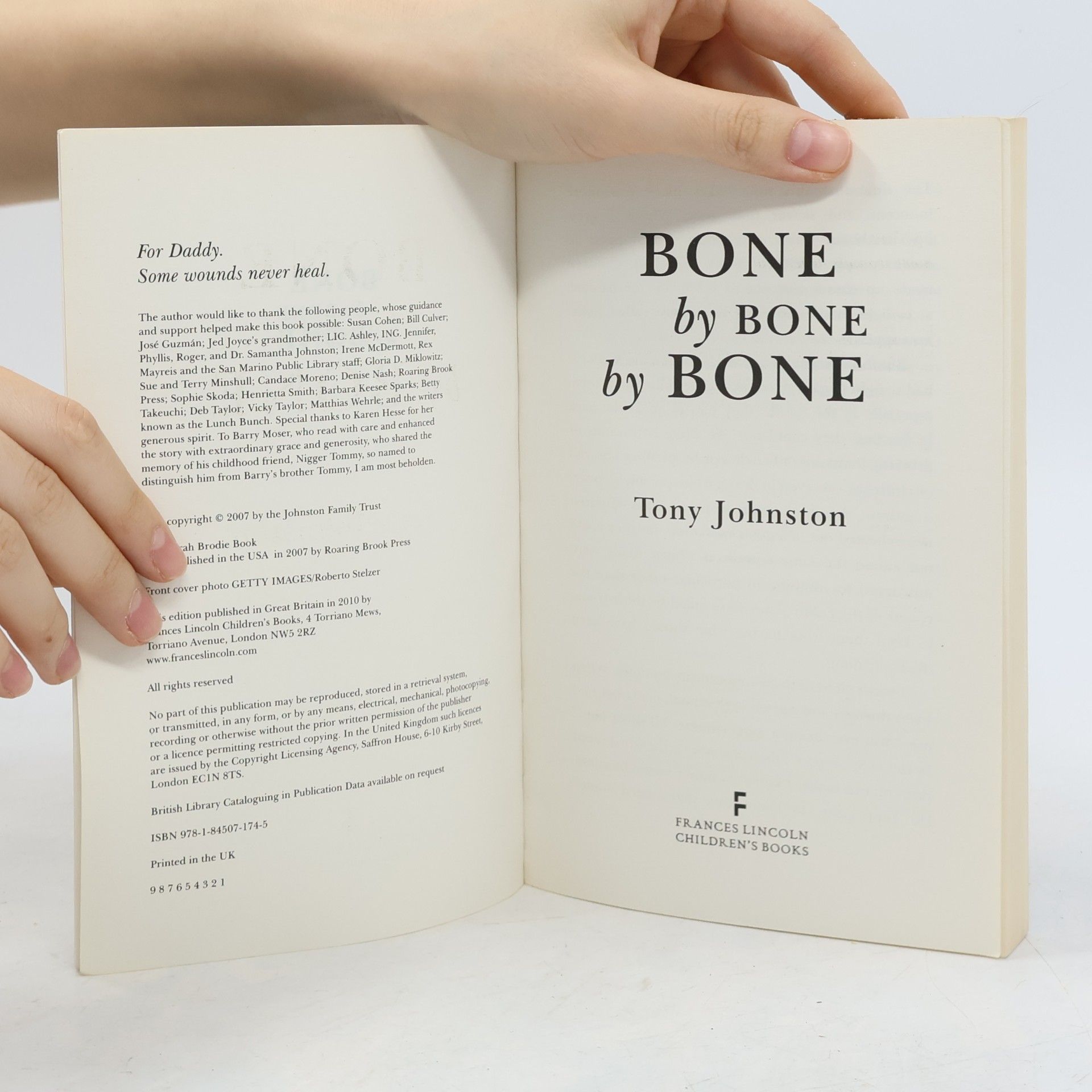 Tony Johnston Bone by Bone by Bone