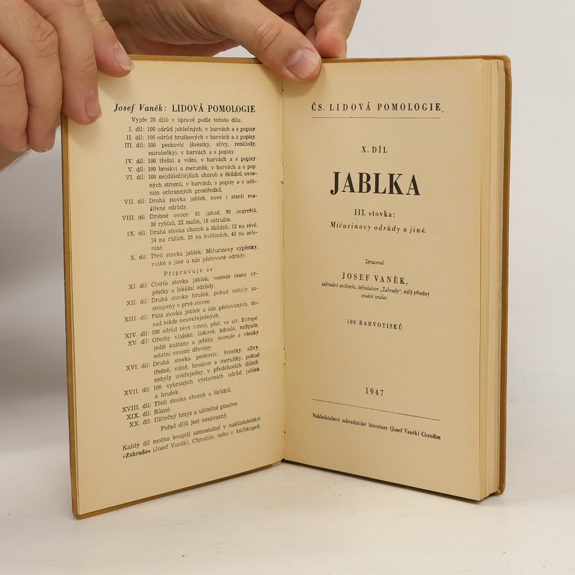 Josef Vaněk Čs. lidová pomologie X.