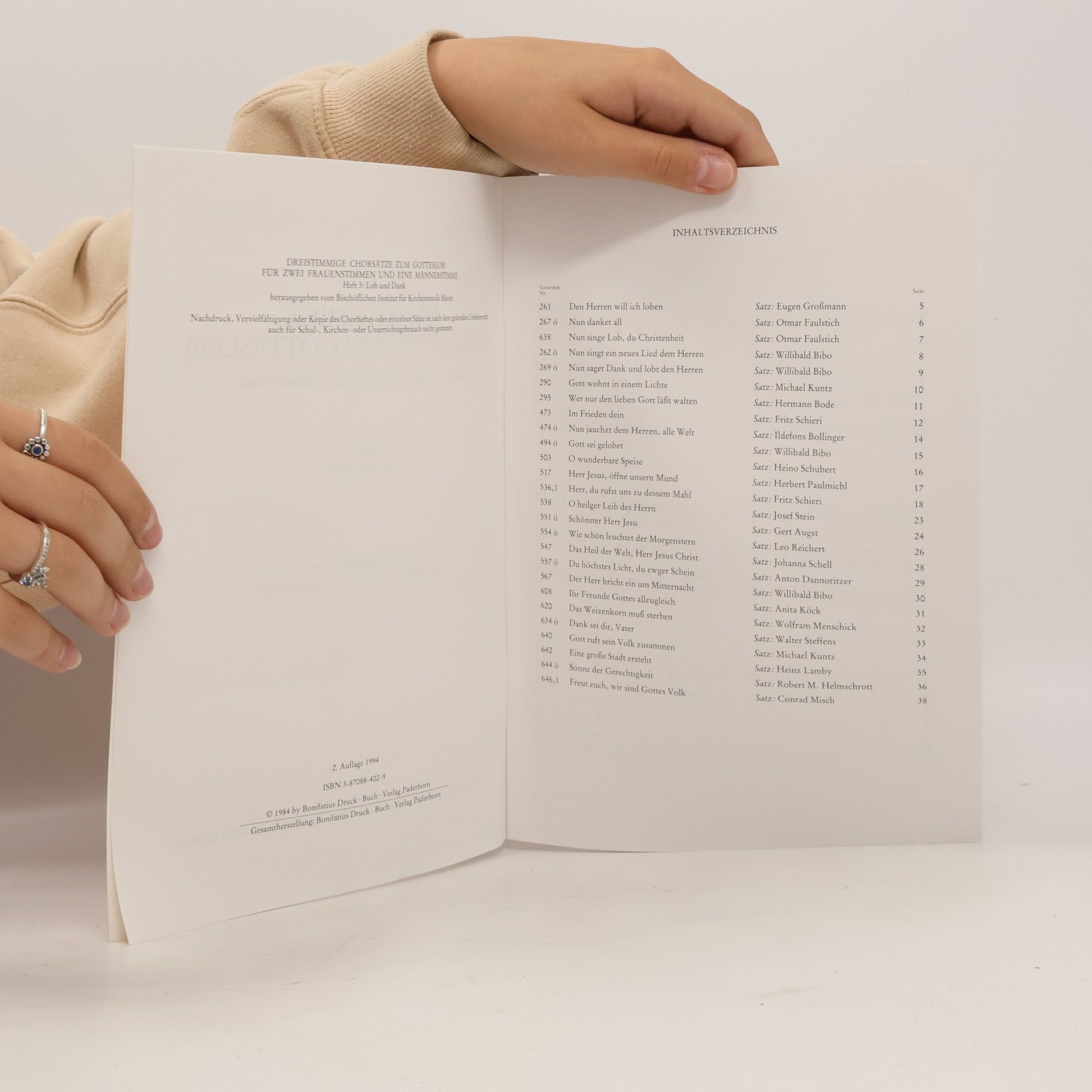 Bischöflichen Institut für Kirchenmusik Mainz Dreistimmige Chorsätze zum Gotteslob. Für zwei Frauenstimmen und eine Männerstimme: Lob und Dank