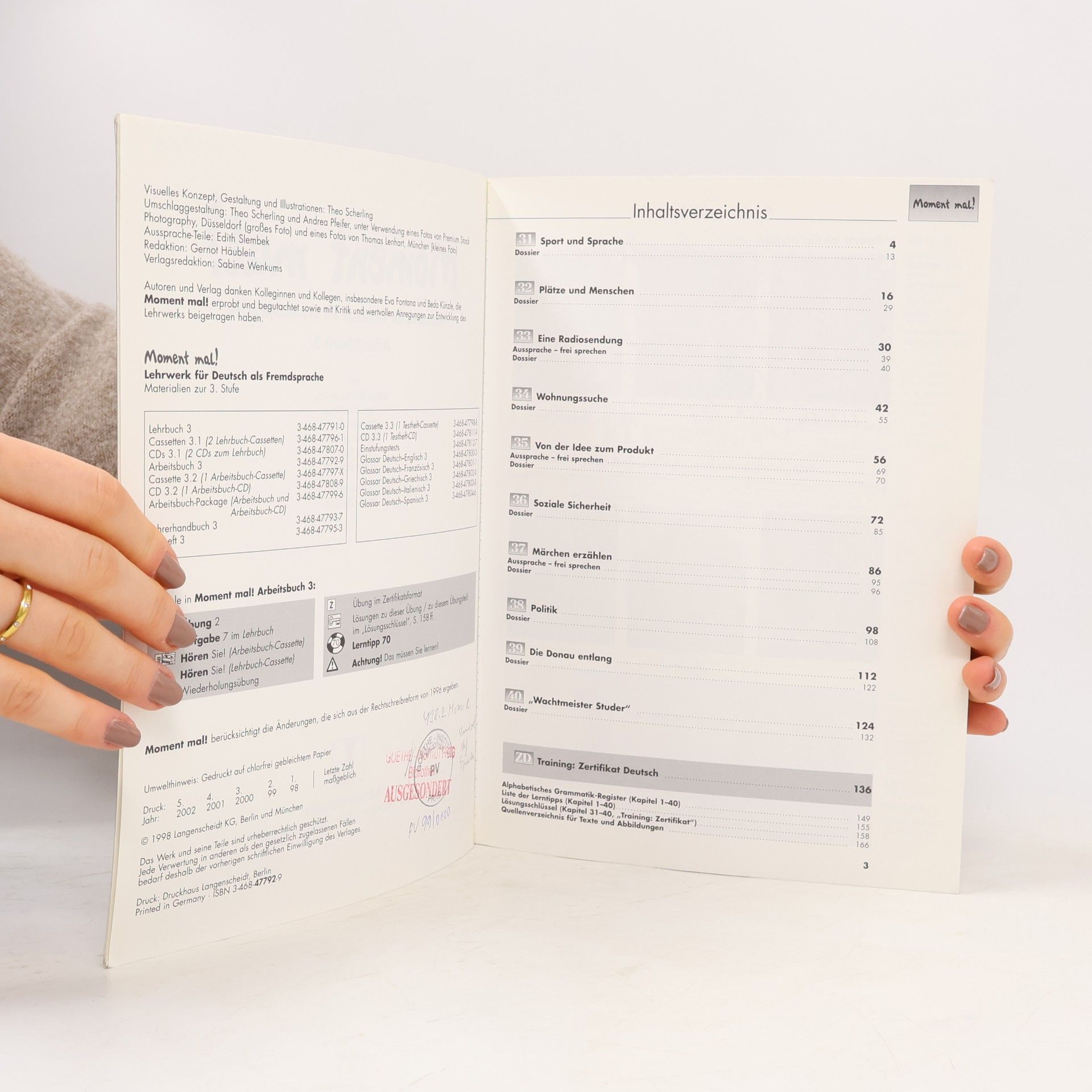 Lukas Wertenschlag Moment mal! : Lehrwerk für Deutsch als Fremdsprache : Arbeitsbuch 3
