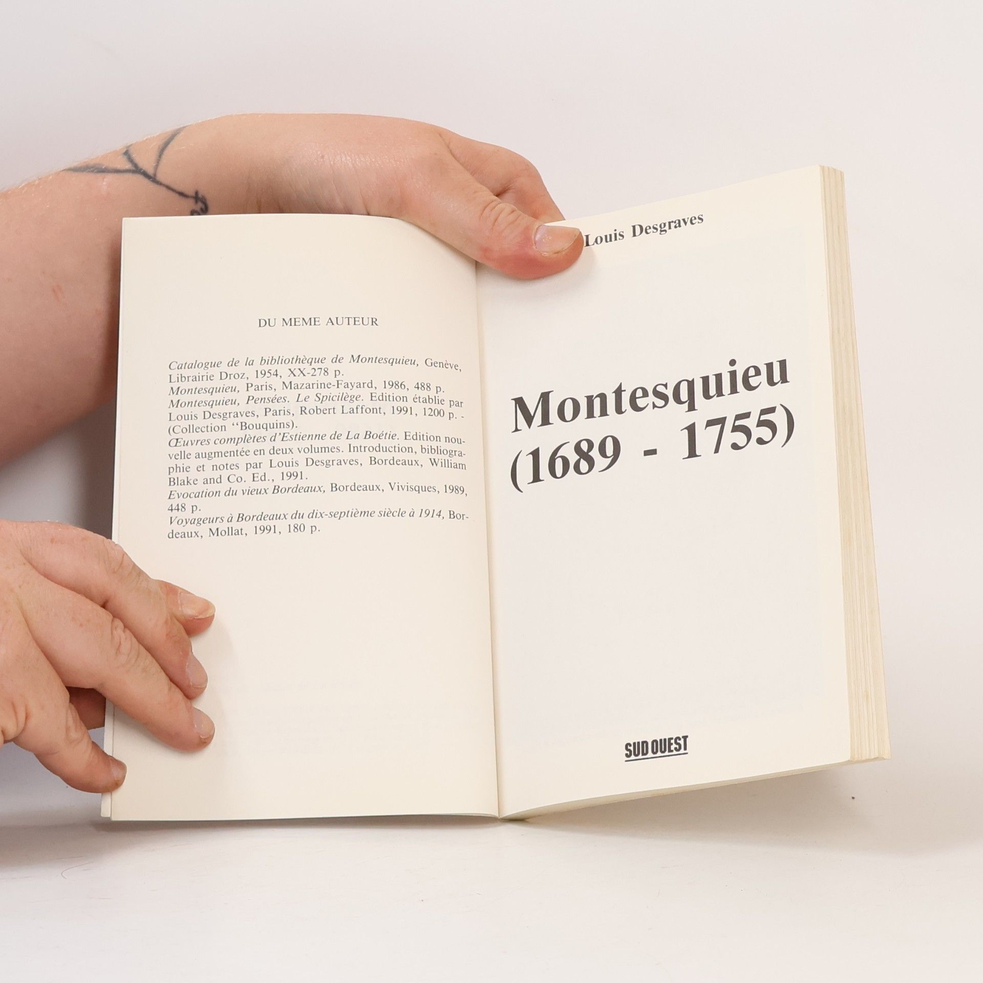 Louis Desgraves Sud Ouest Université - 1: Montesquieu 1689-1755
