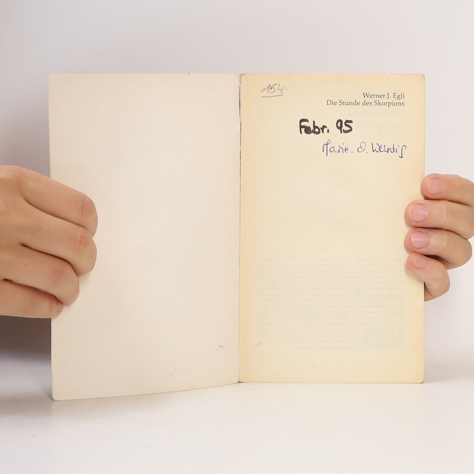 Werner J. Egli Die Stunde des Skorpions
