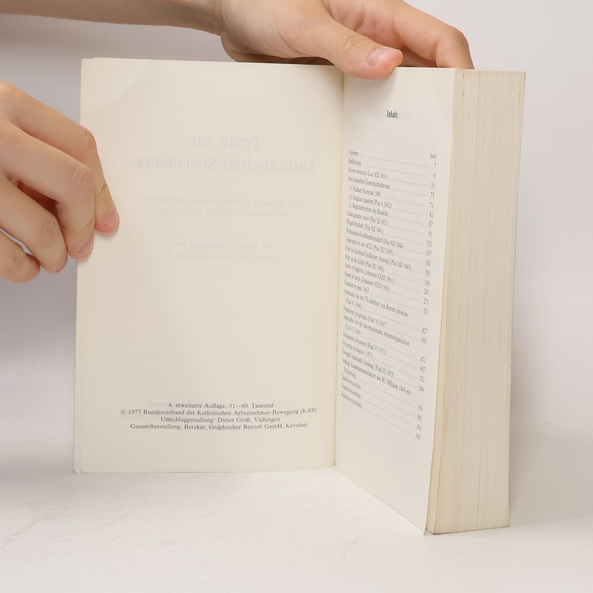 Oswald von Nell Breuning Texte zur katholischen Soziallehre
