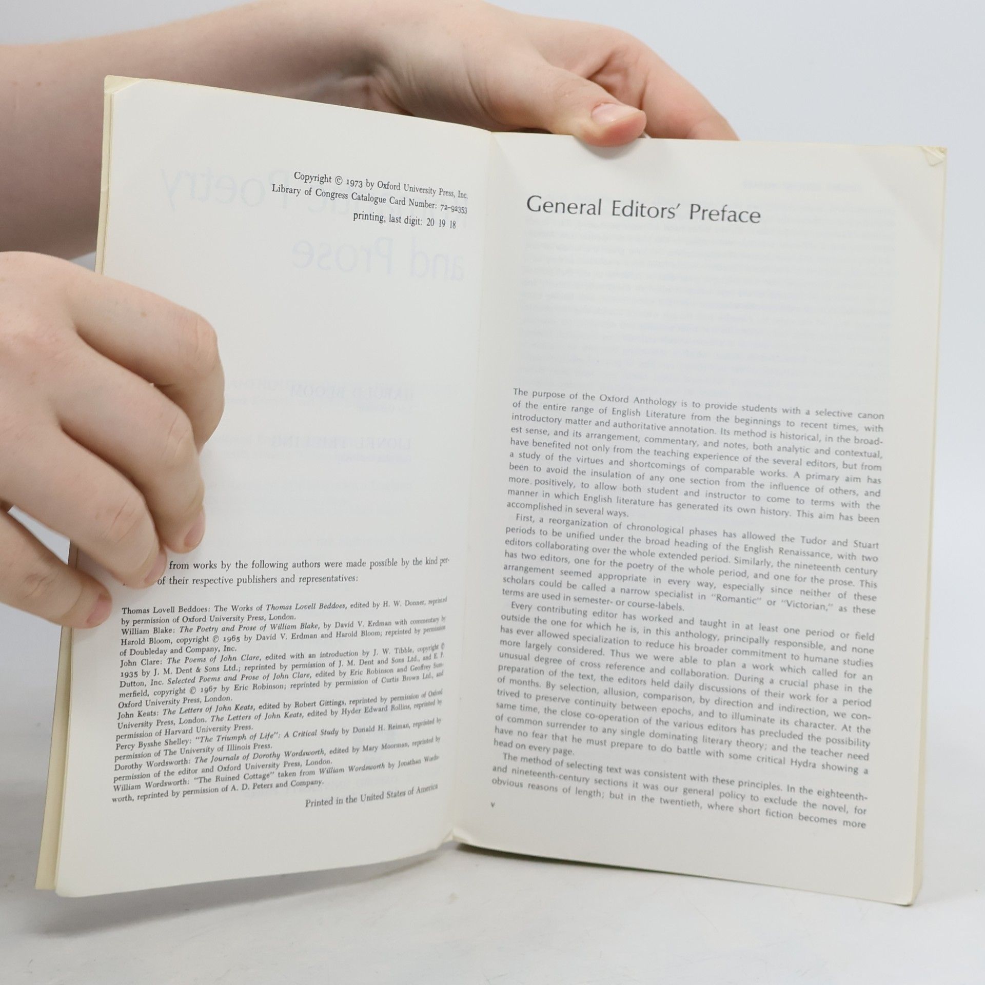Harold Bloom Romantic Poetry and Prose