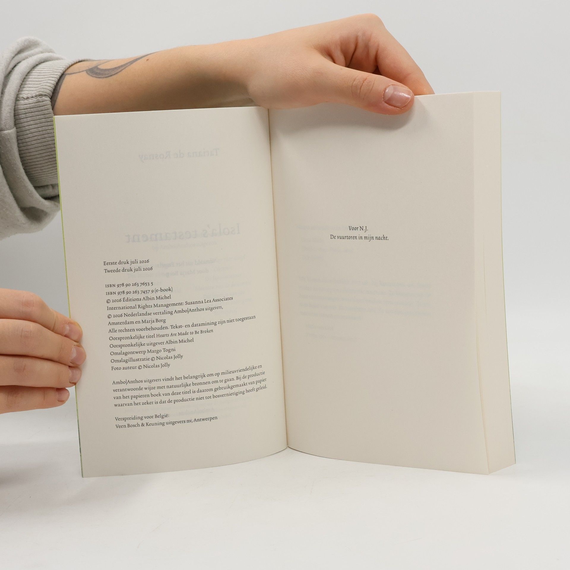 Tatiana de Rosnay Isola's testament - special Vriendenloterij