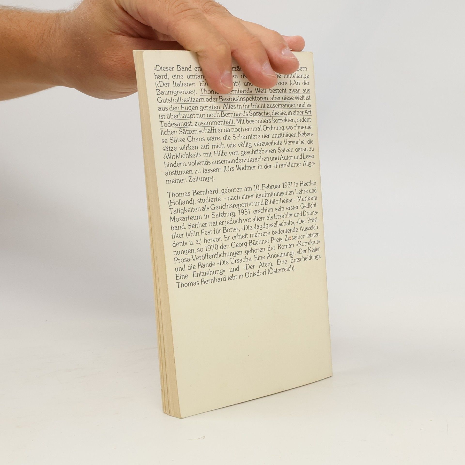 Thomas Bernhard An der Baumgrenze