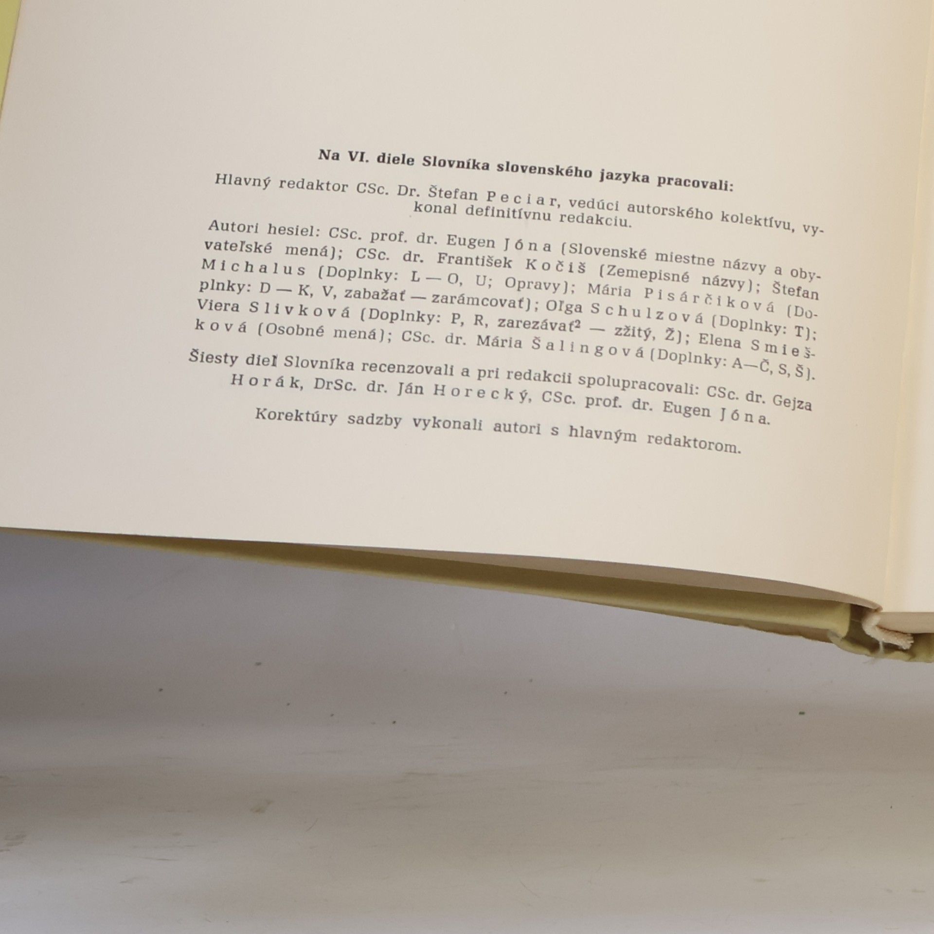 Various authors Slovník slovenského jazyka VI.