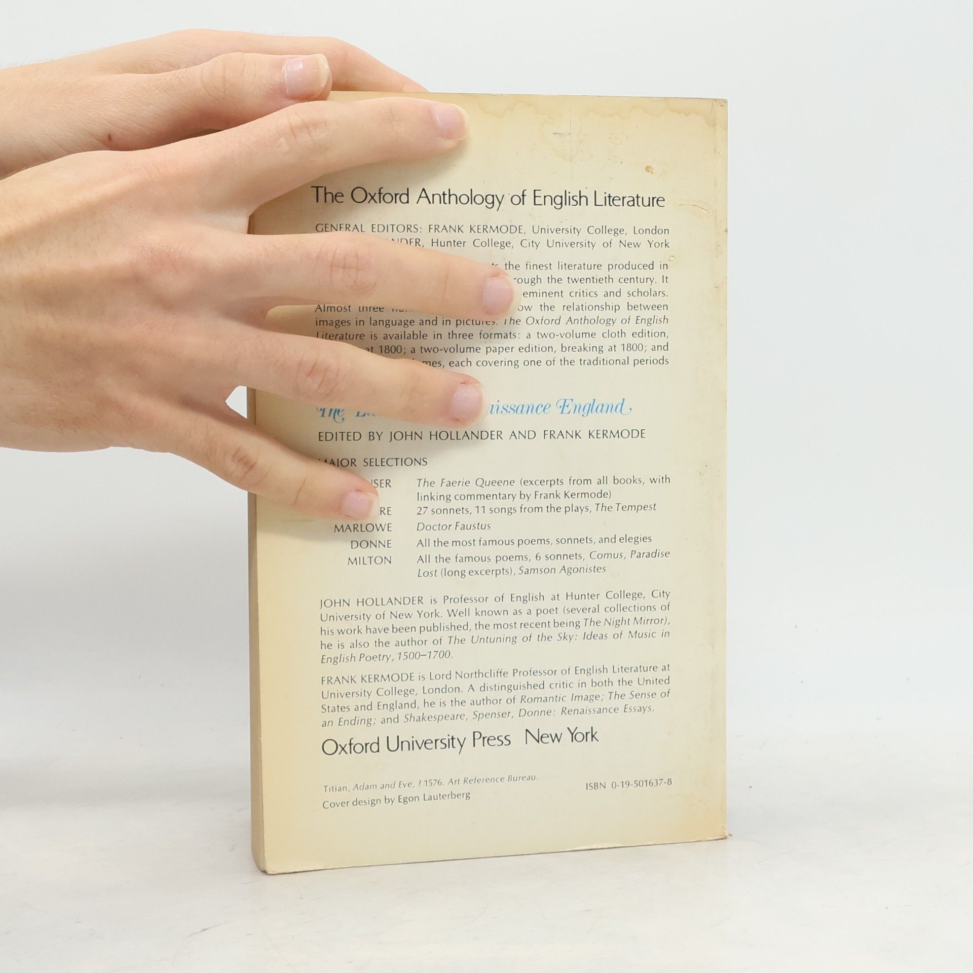 John Hollander The Literature of Renaissance England