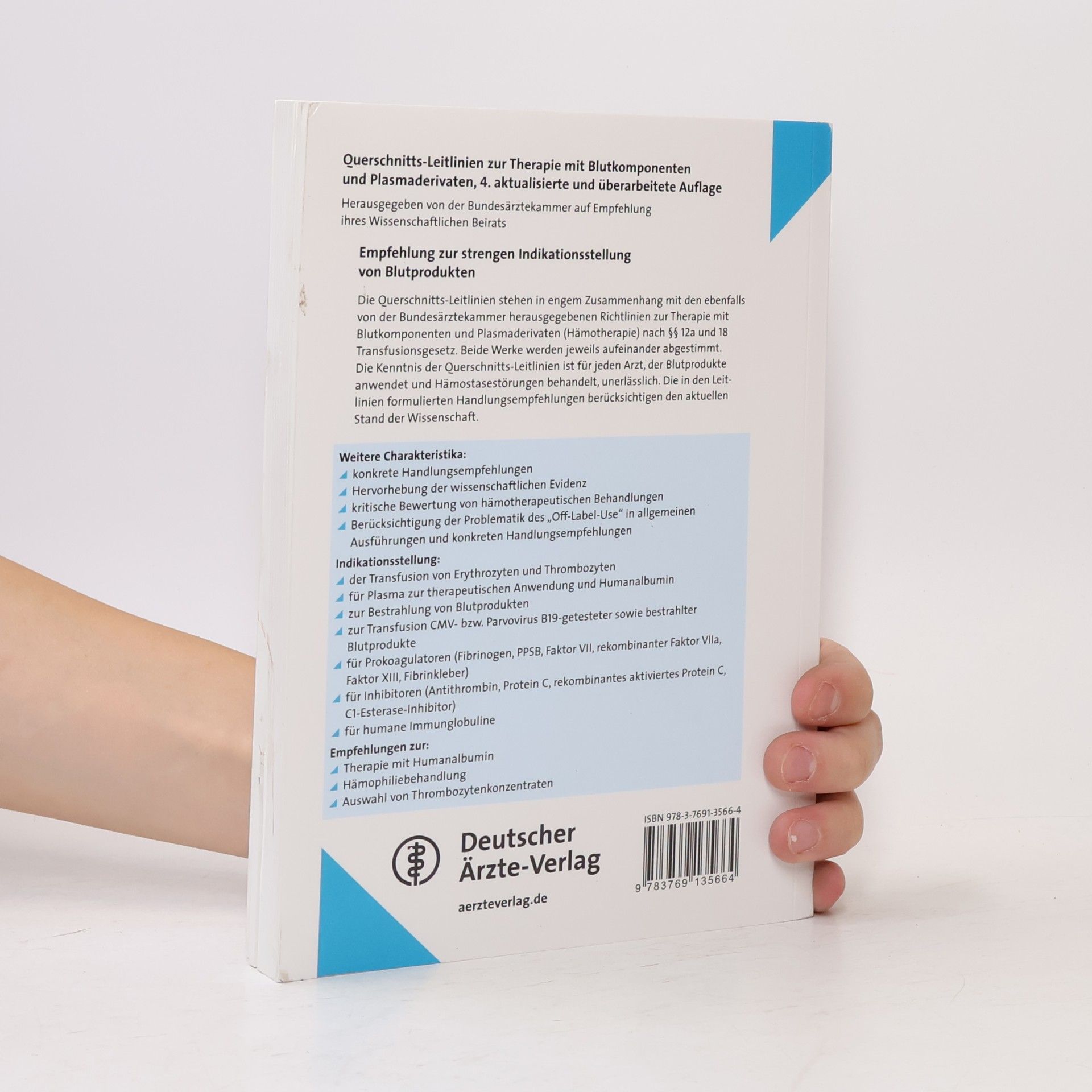 Querschnitts-Leitlinien zur Therapie mit Blutkomponenten und Plasmaderivaten