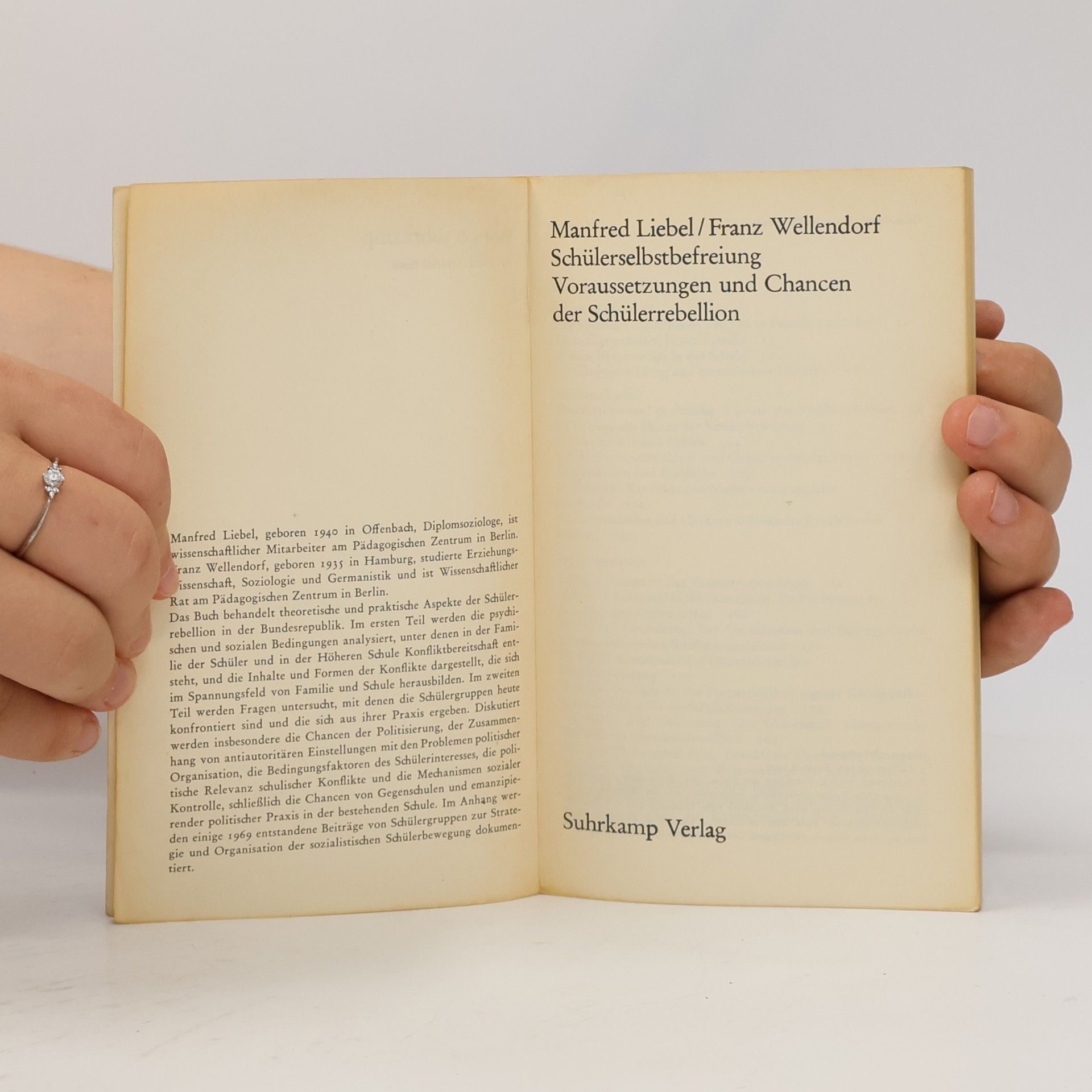 Manfred Liebel Schülerselbstbefreiung. Voraussetzungen und Chancen der Schülerrebellion