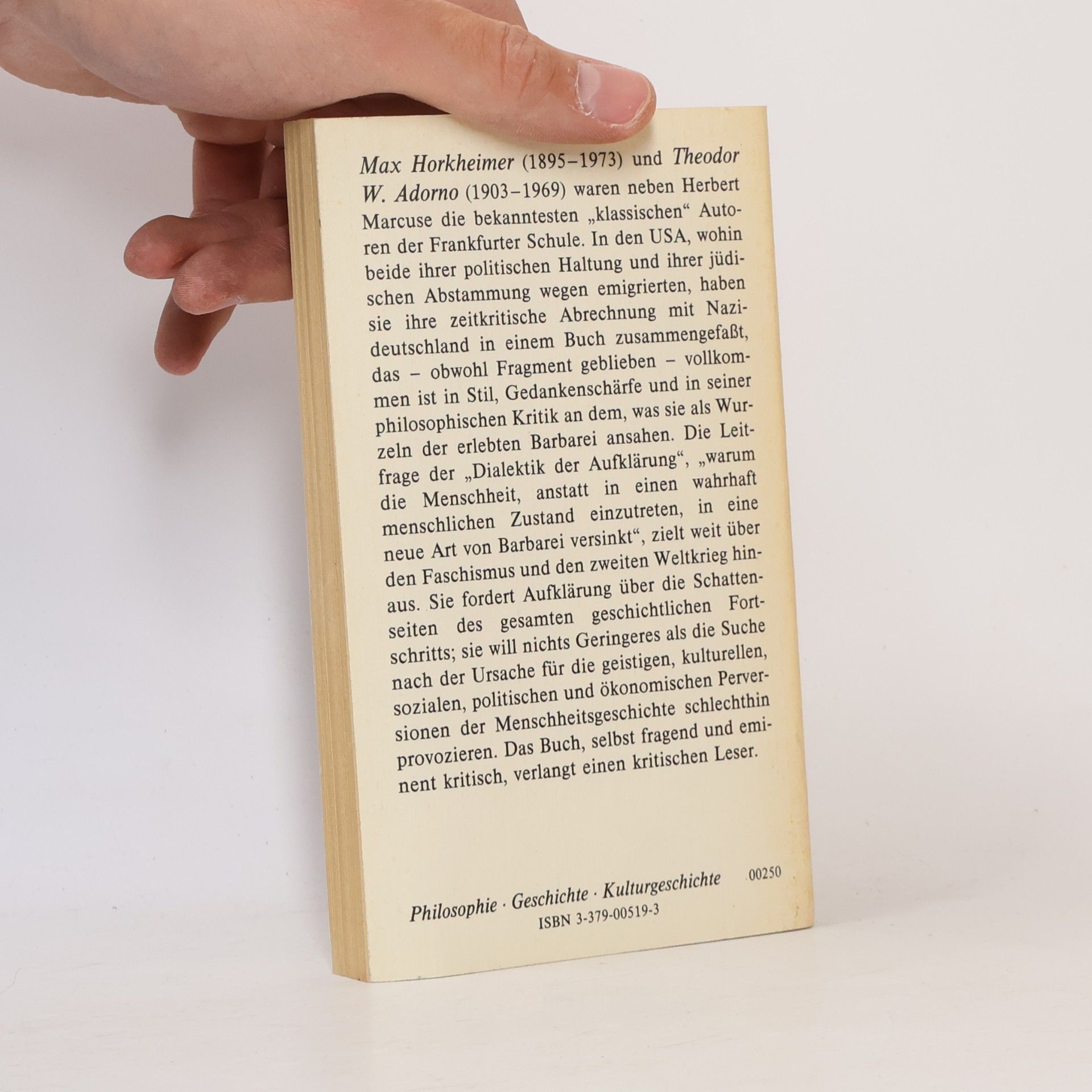 Max Horkheimer Dialektik der Aufklärung