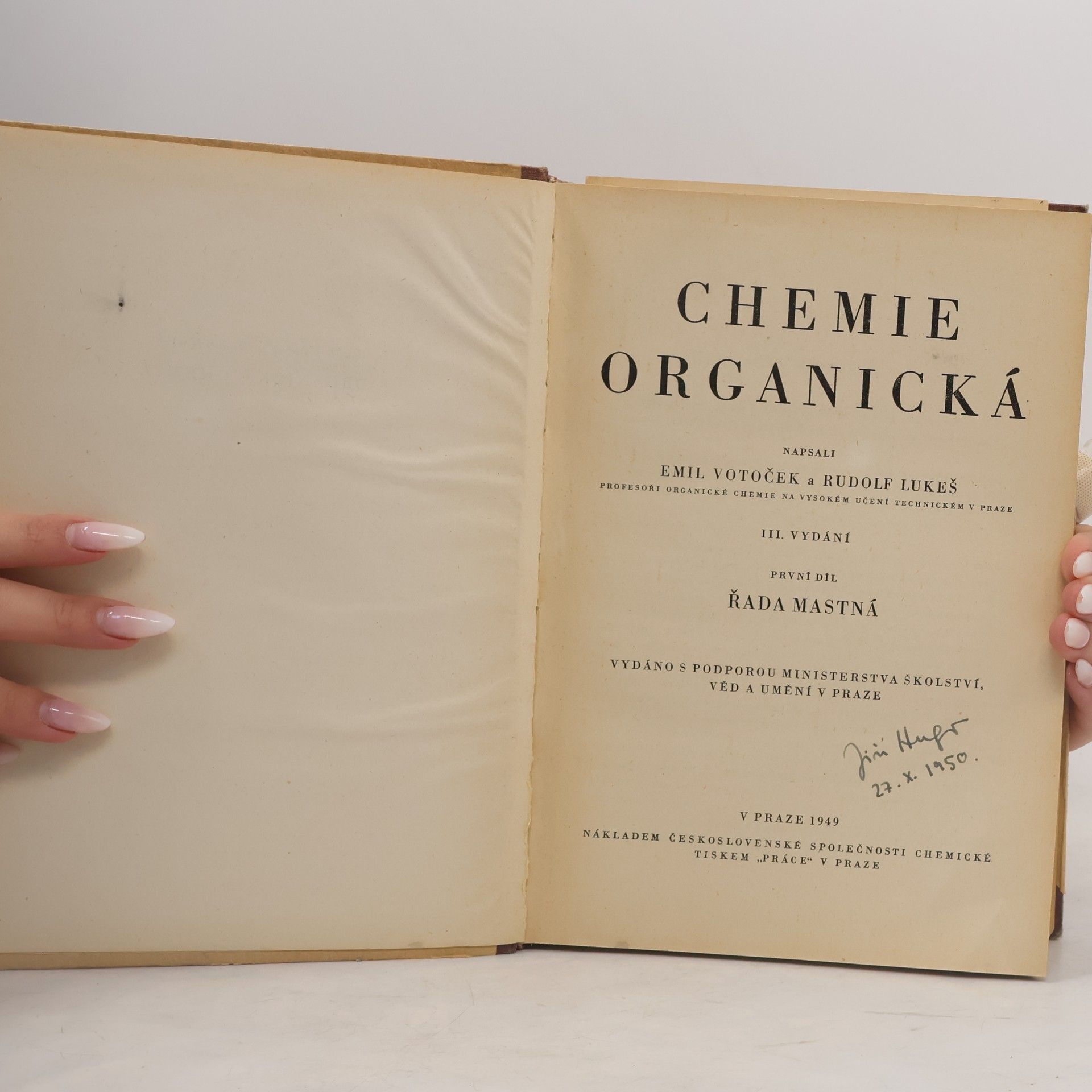 Emil Votoček Chemie organická. Díl 1