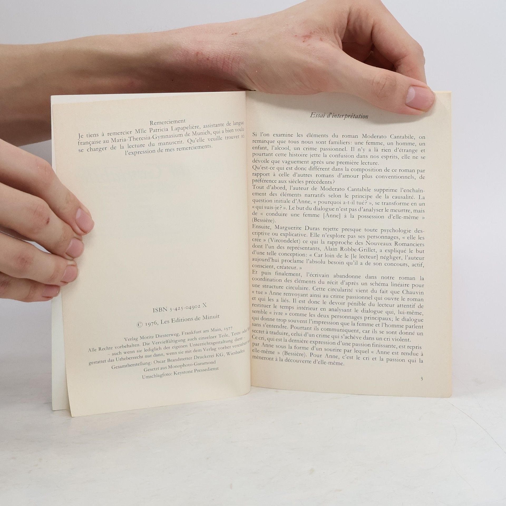 Marguerite Duras Diesterwegs Neusprachliche Bibliothek: Moderato Cantabile - Sekundarstufe II
