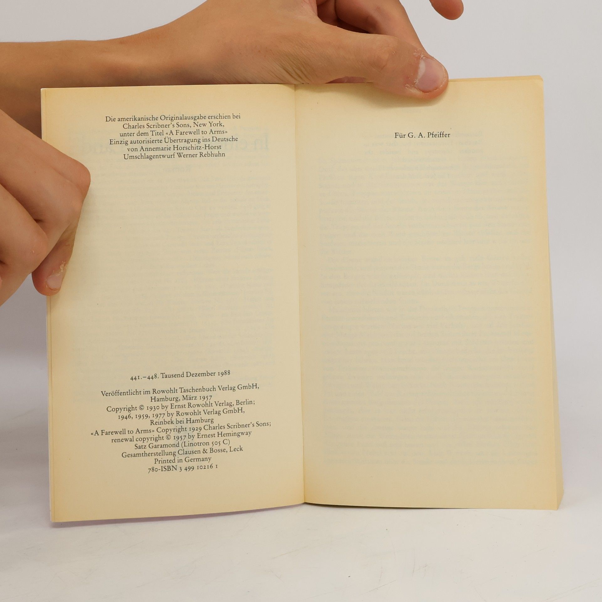 Ernest Hemingway In einem andern Land