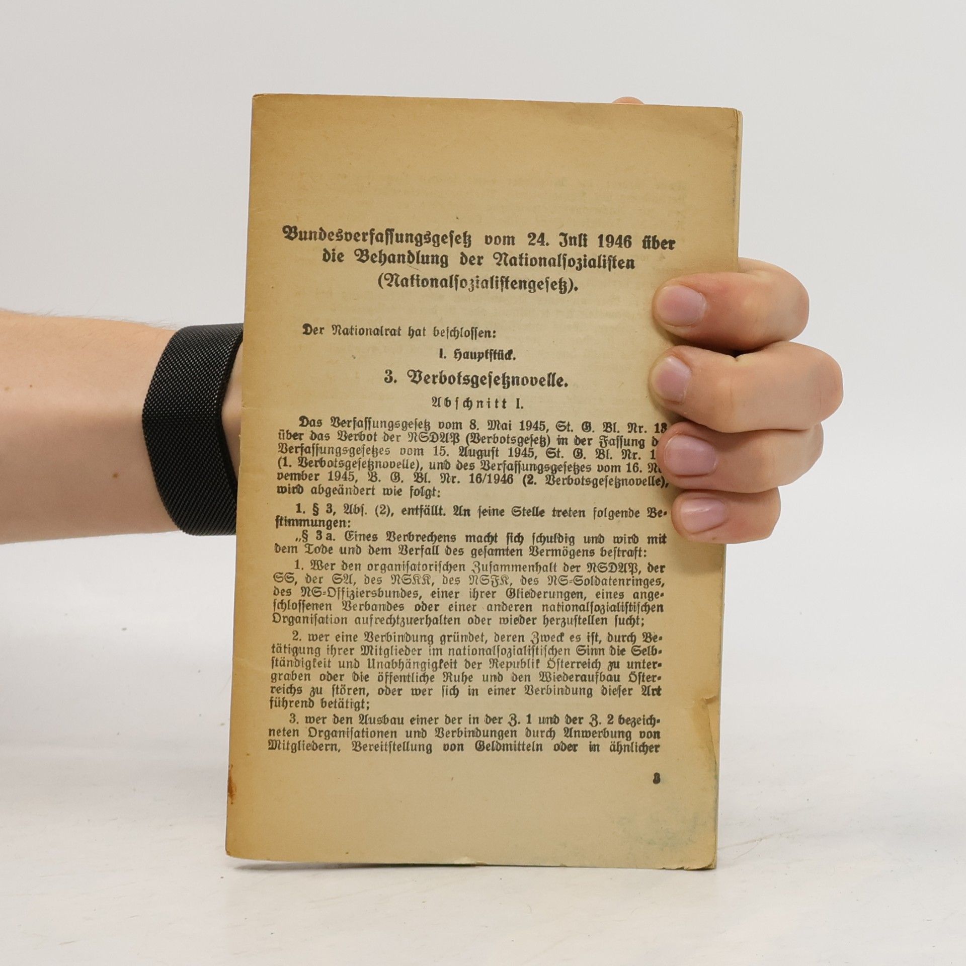 kolektiv Nationalsozialistengesetz. 3. Verbotsgesetznovelle