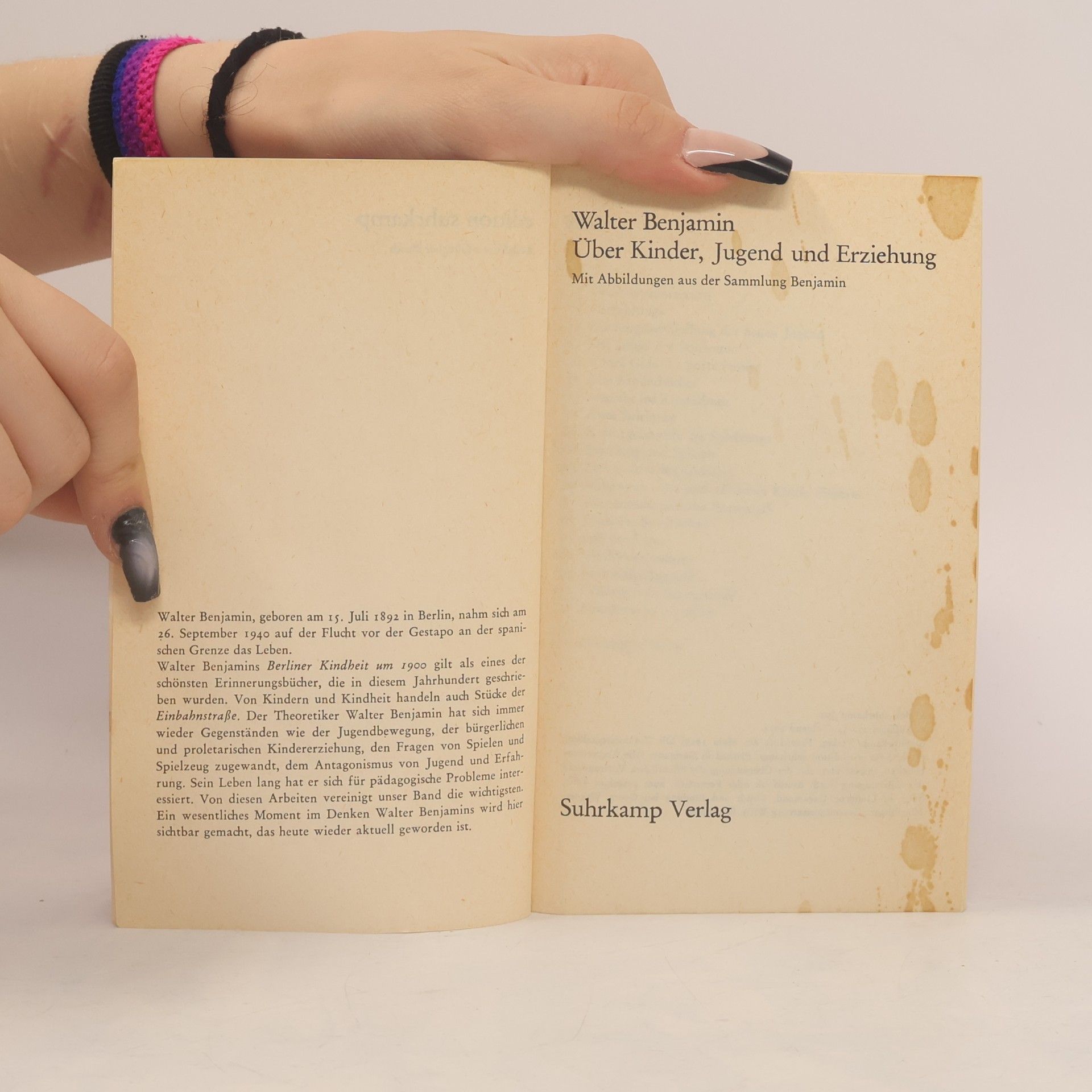 Walter Benjamin Über Kinder, Jugend und Erziehung - Mit Abbildungen von Kinderbüchern und Spielzeug aus der Sammlung Benjamin
