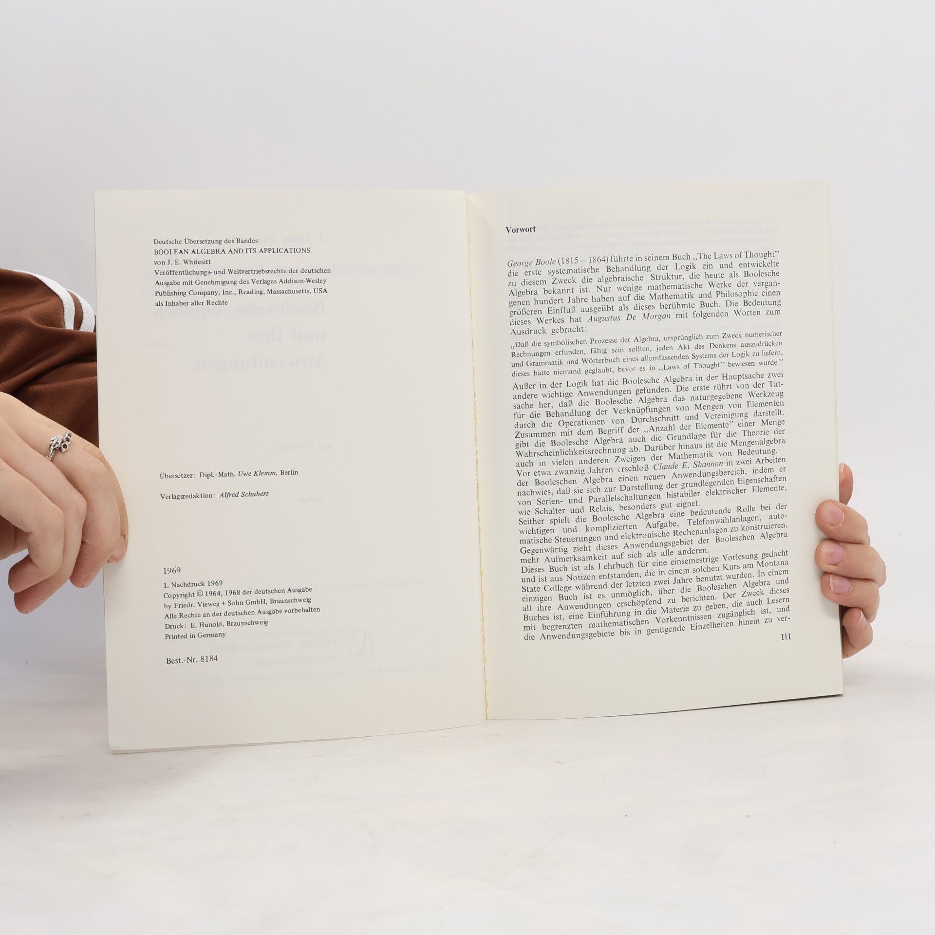 John Eldon Whitesitt Boolesche Algebra und ihre Anwendungen