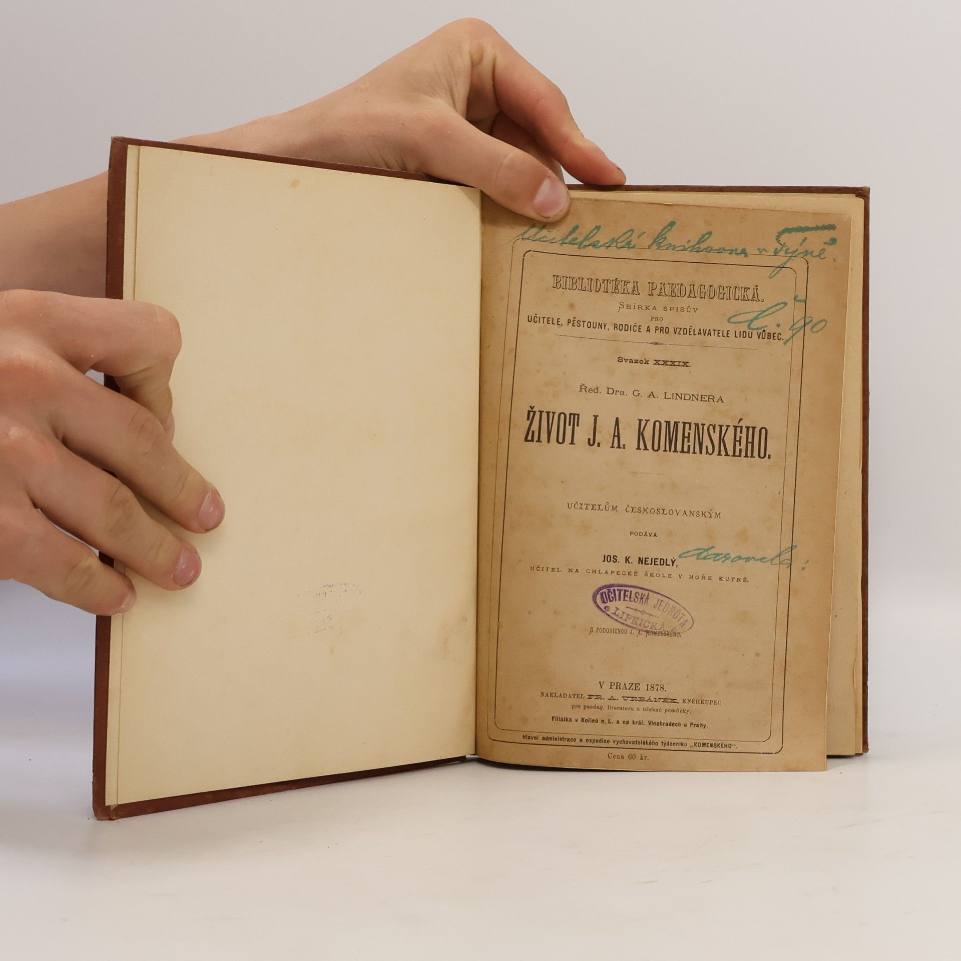 Gustav Adolf Lindner G. A. Lindnera Zivot J. A. Komenskeho