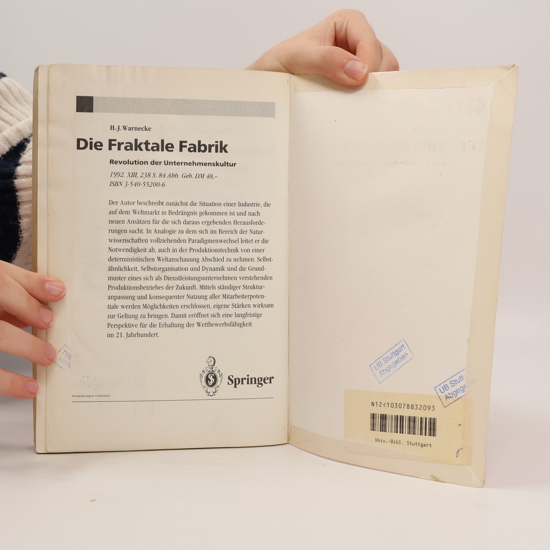 Hans J. Warnecke Springer-Lehrbuch - 1: Der Produktionsbetrieb
