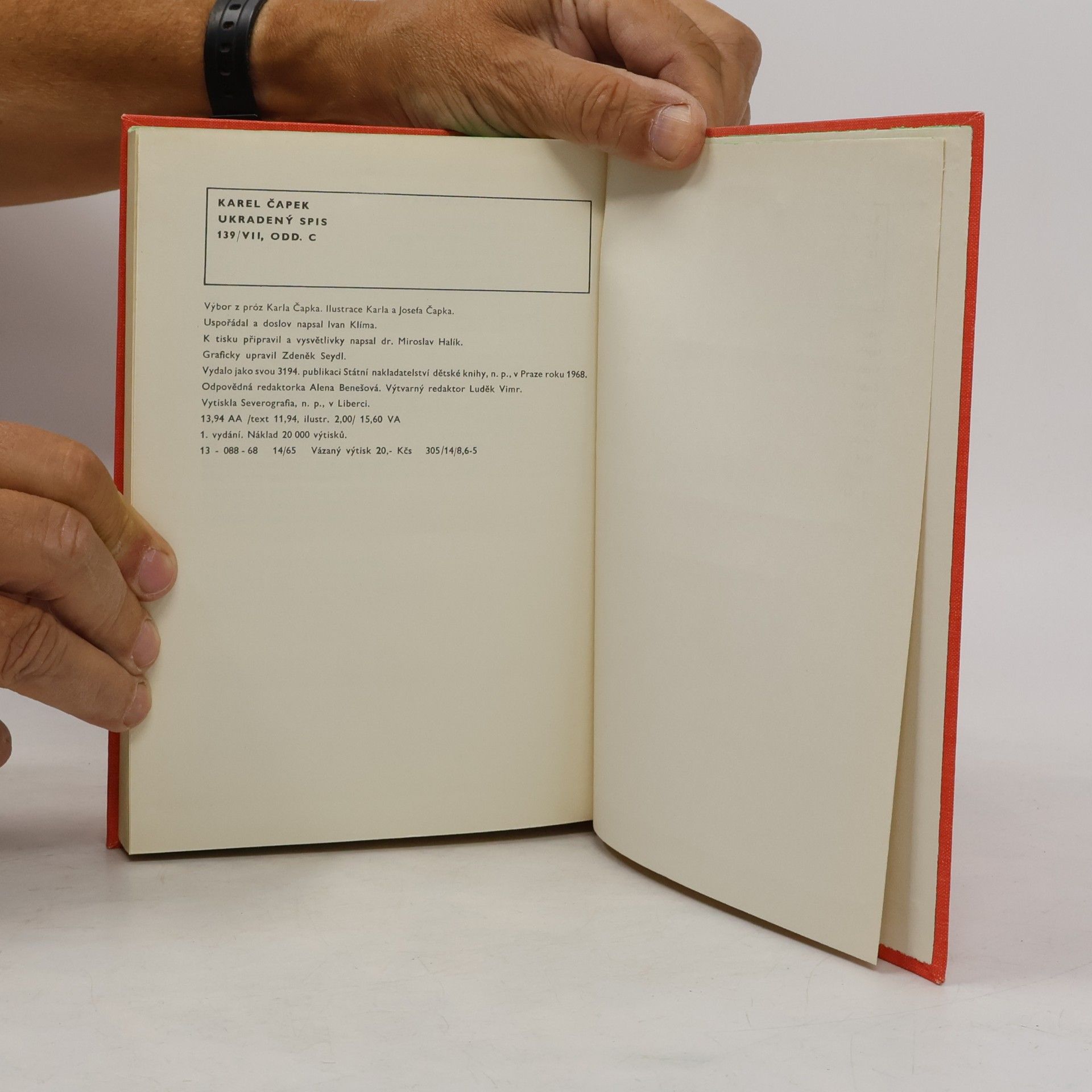 Karel Čapek Ukradený spis 139/VII, odd. C
