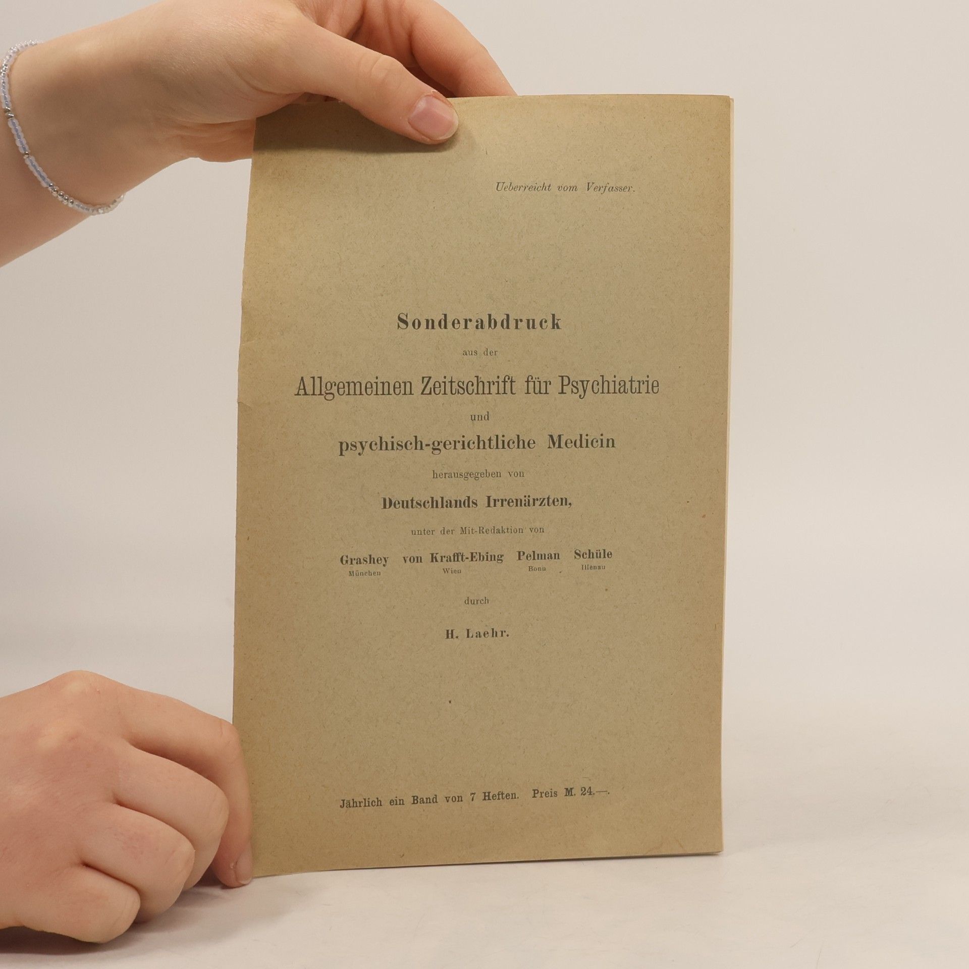 kolektiv Sonderabdruck aus der Allgemeinen Zeitschrift für Psychiatrie und psychisch-gerichtliche Medicin