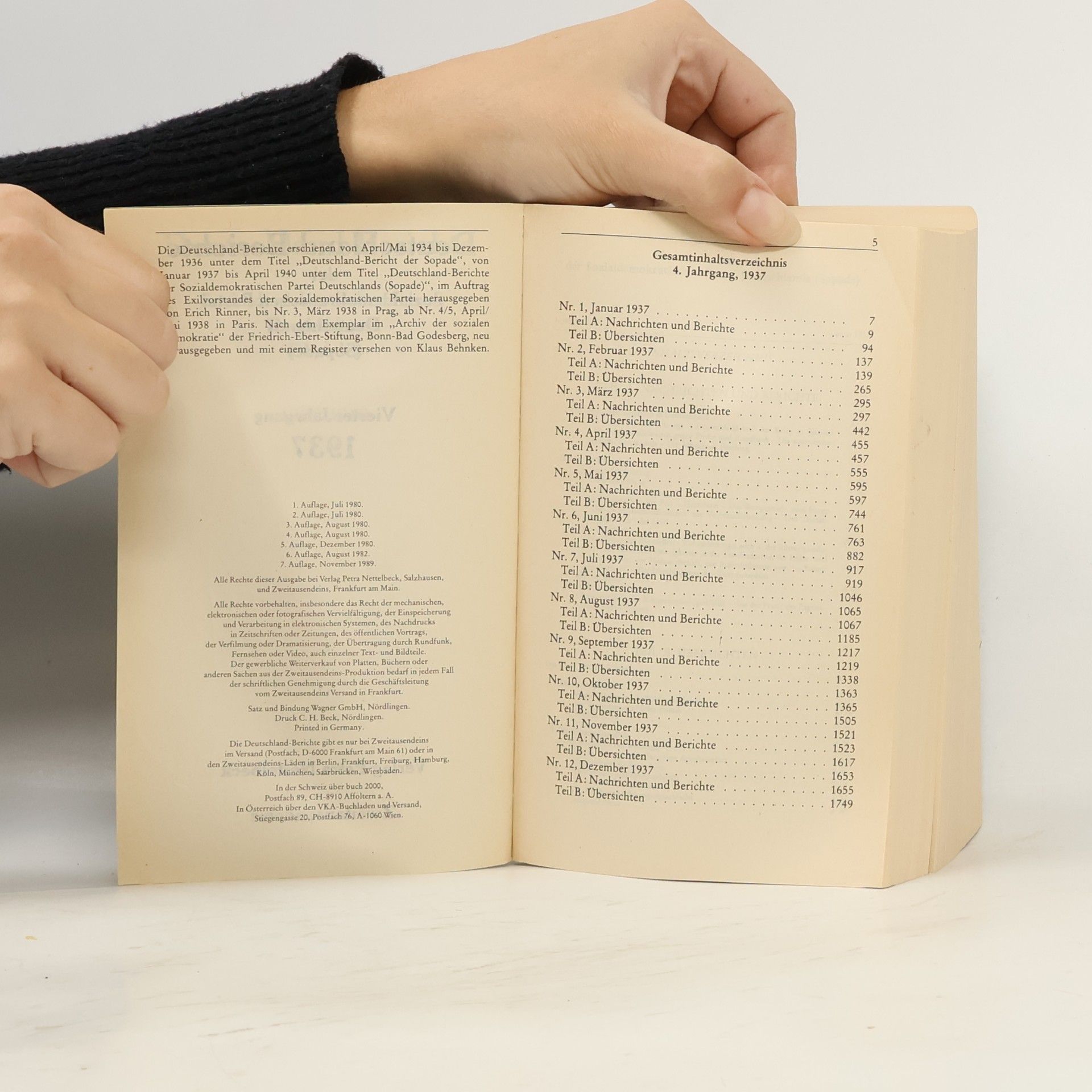 Erich Rinner Deutschland-Berichte der Sozialdemokratischen Partei Deutschlands (Sopade) 1934-1940