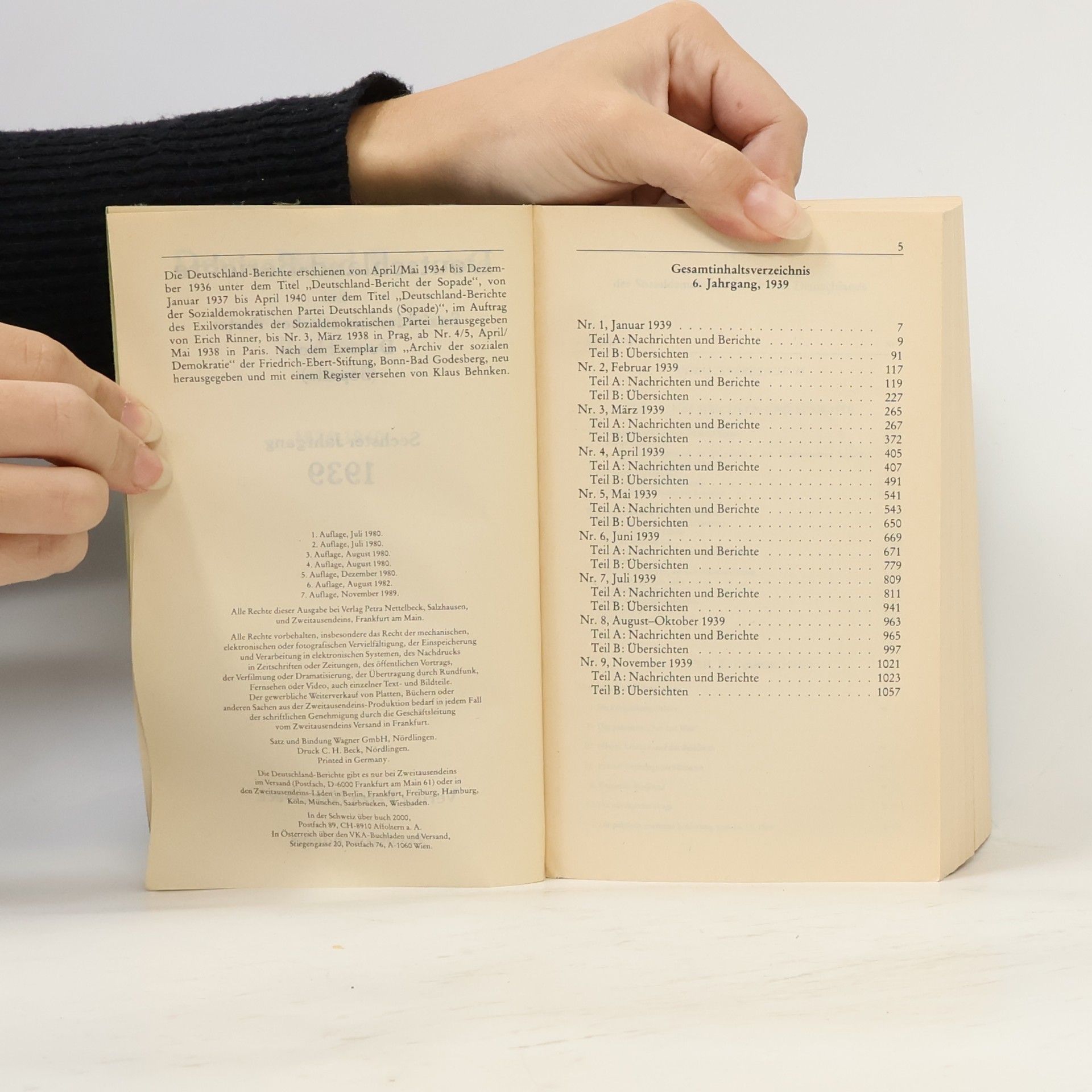 Erich Rinner Deutschland-Berichte der Sozialdemokratischen Partei Deutschlands (Sopade) 1934-1940