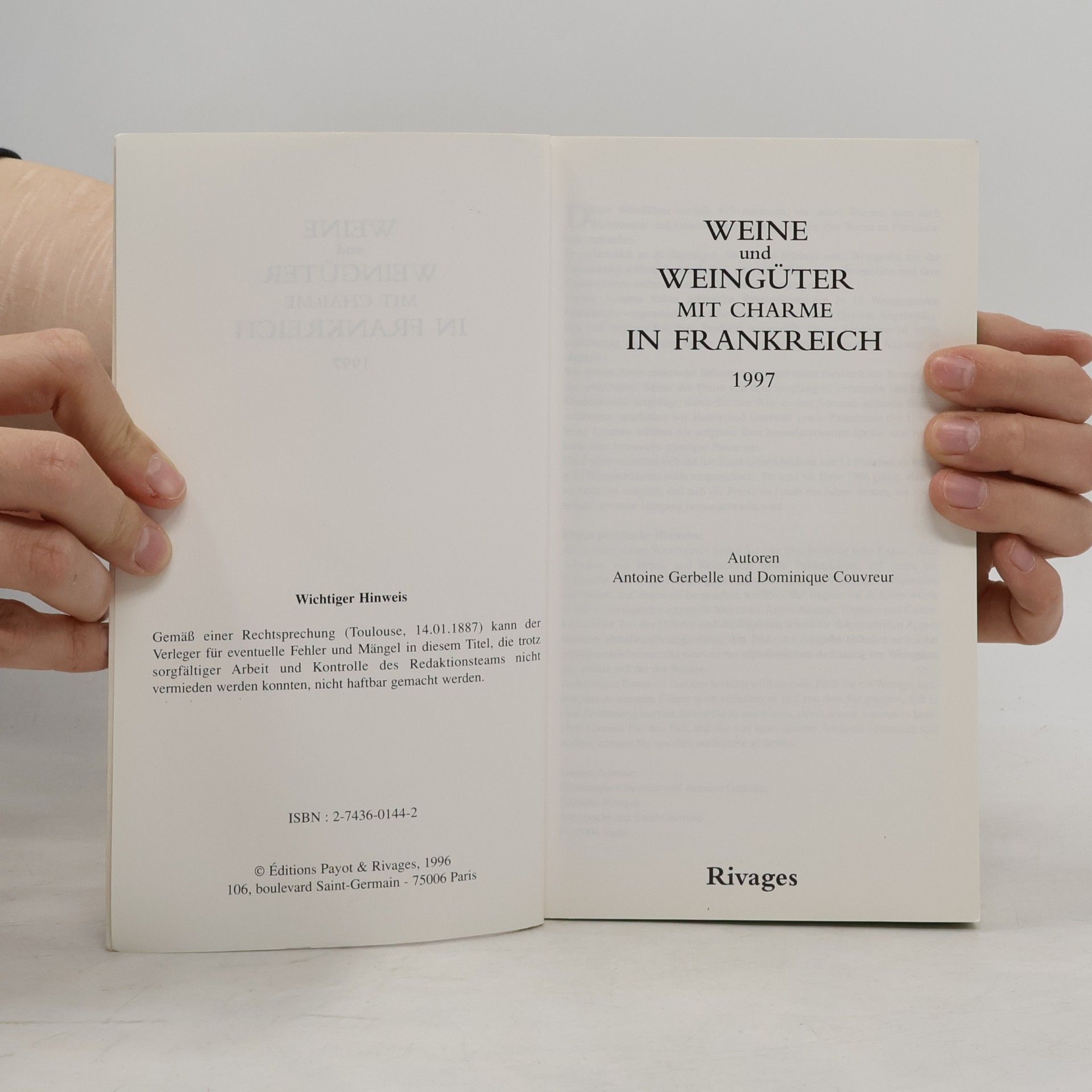 Weine und Weingüter mit Charme in Frankreich 1997