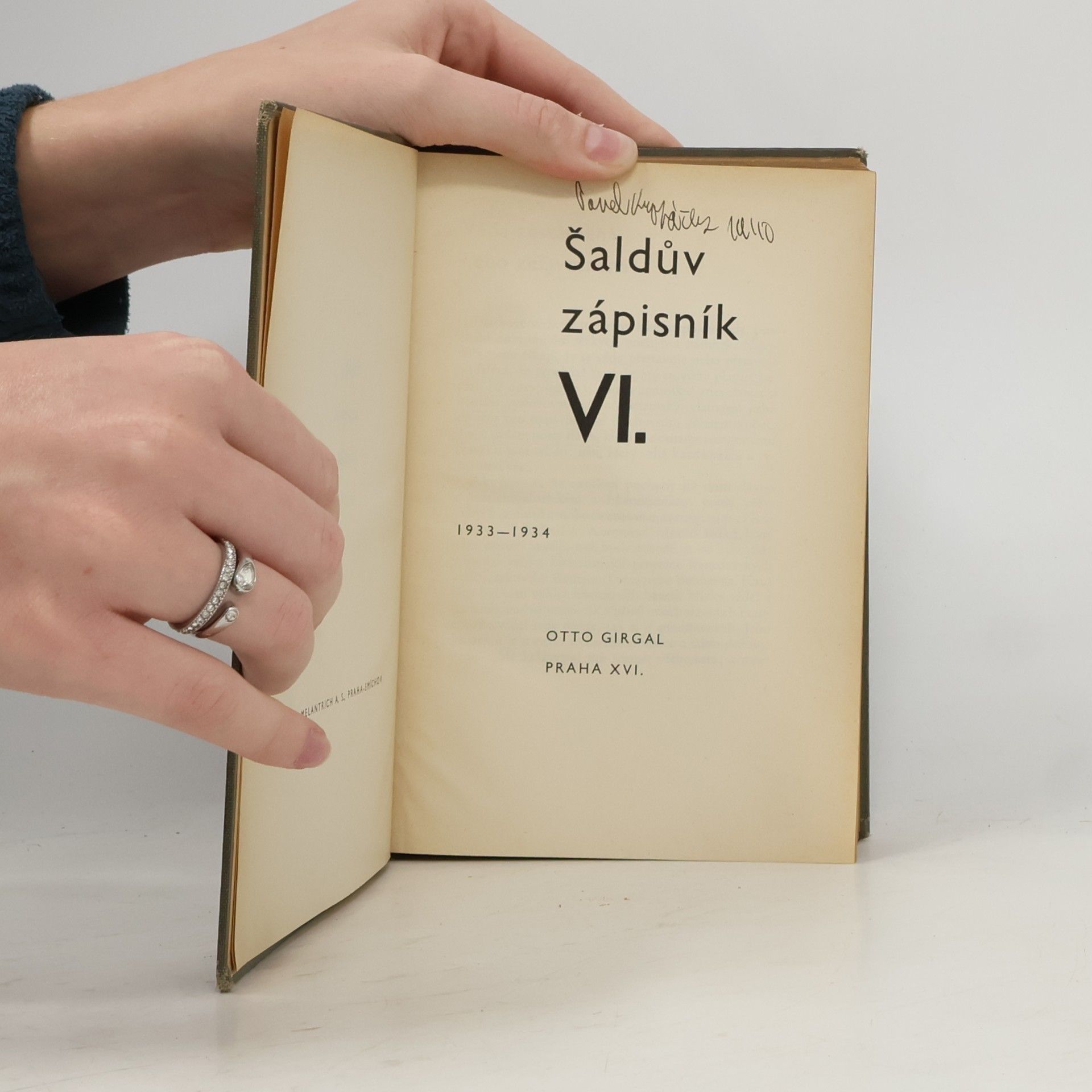 František Xaver Šalda Šaldův zápisník VI. 1933–1934