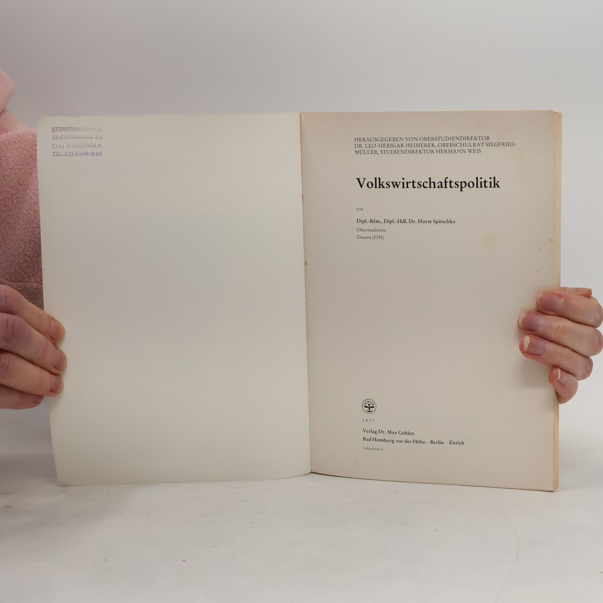 Horst Spitschka Volkswirtschaftspolitik
