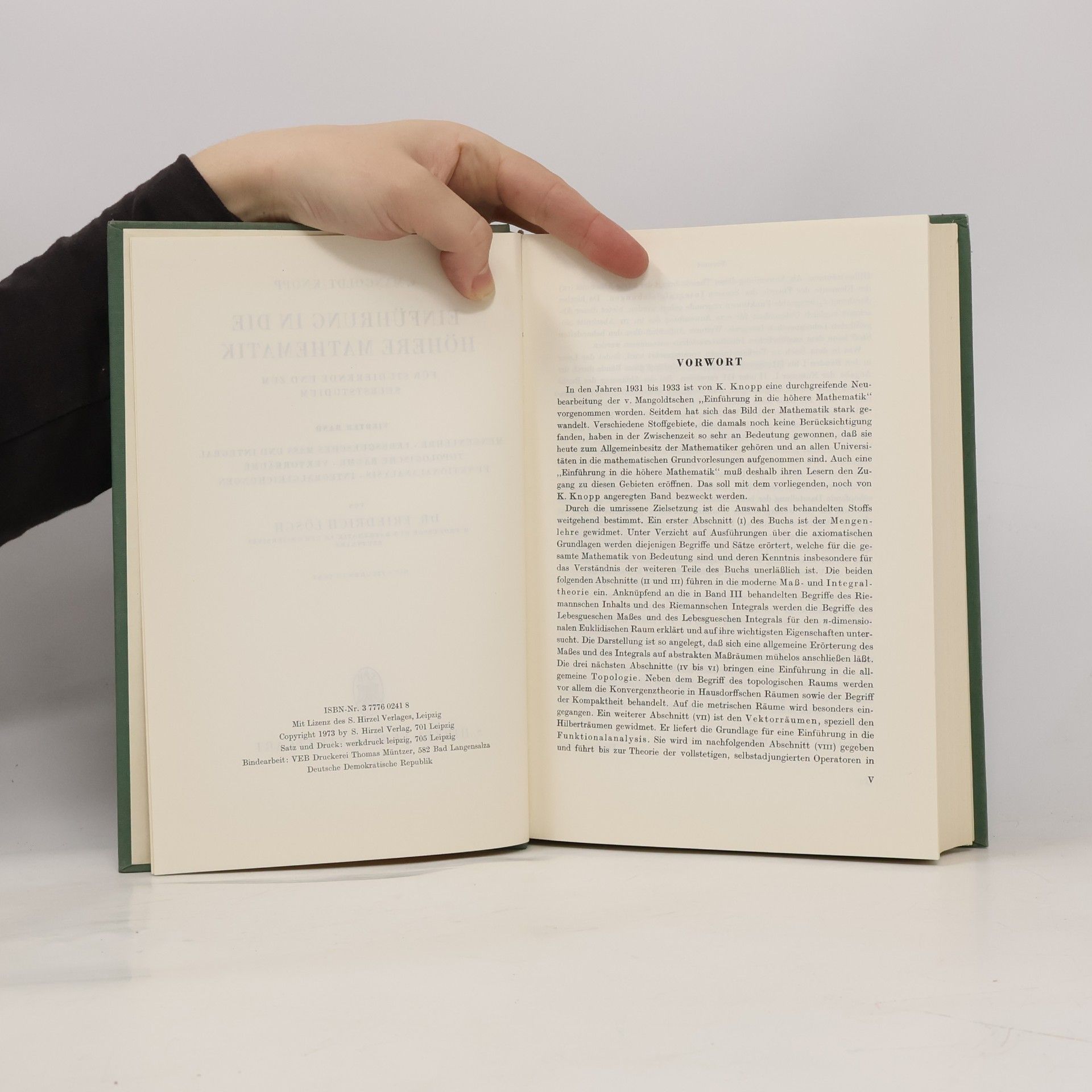 Hans Carl Friedrich von Mangoldt Einführung in die höhere Mathematik für Studierende und zum Selbstunterricht