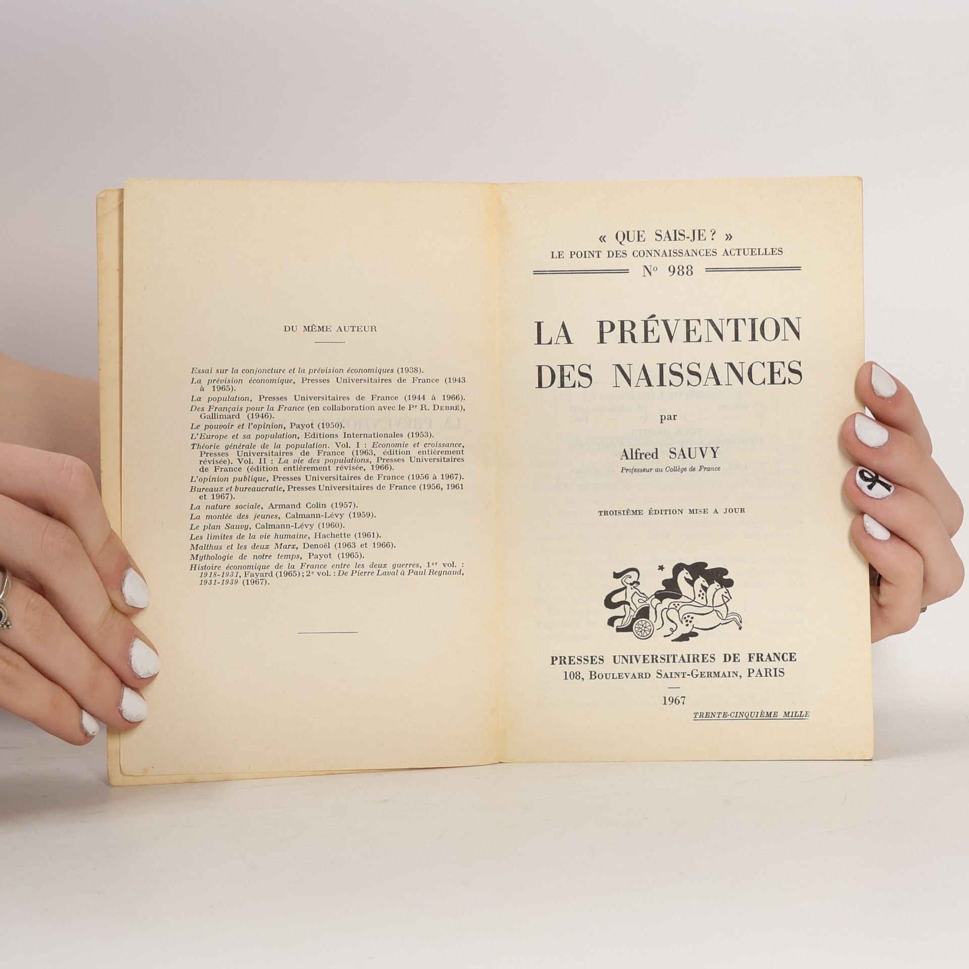 Alfred Sauvy LA PRÉVENTION DES NAISSANCES