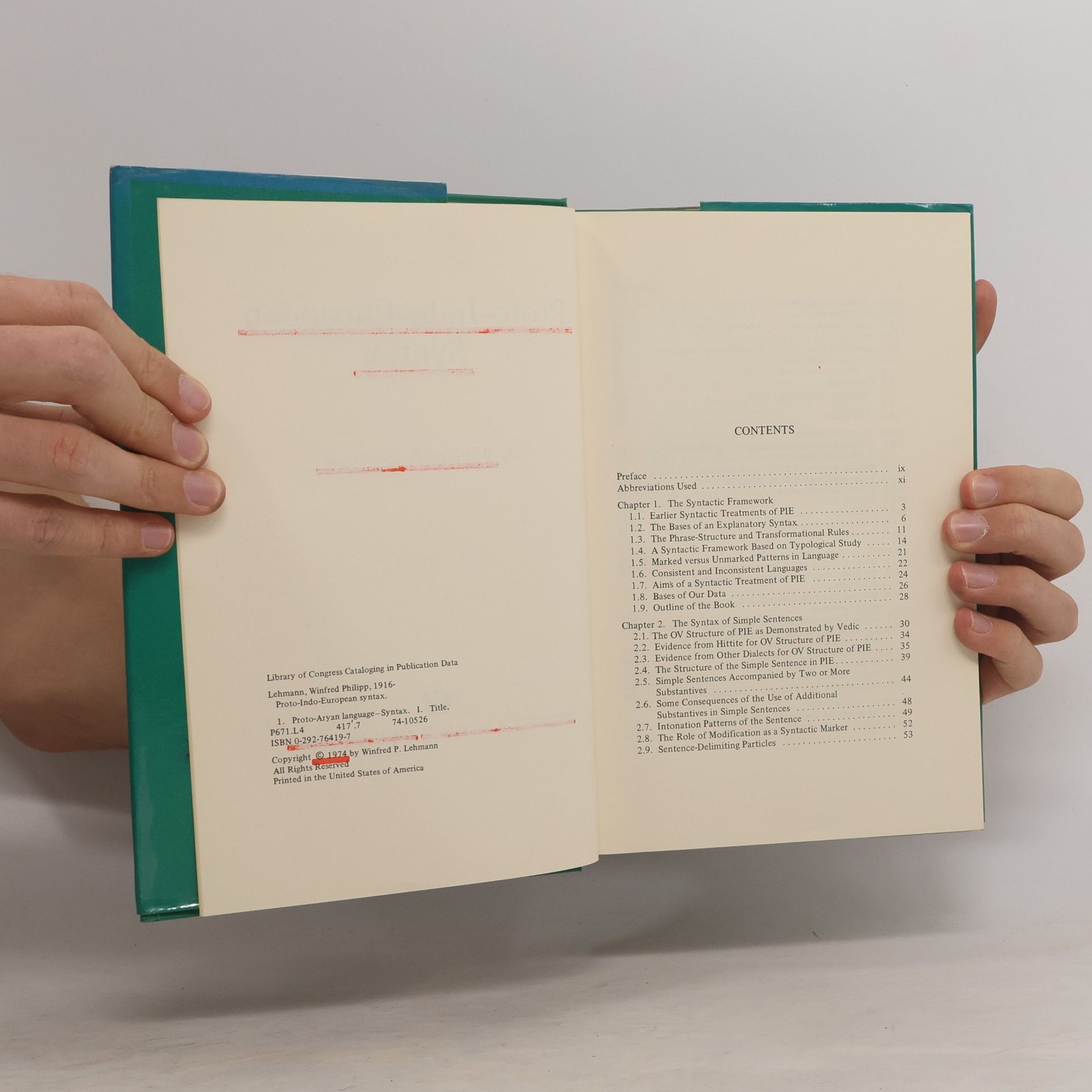 Winfred Philipp Lehmann Proto-Indo-European Syntax