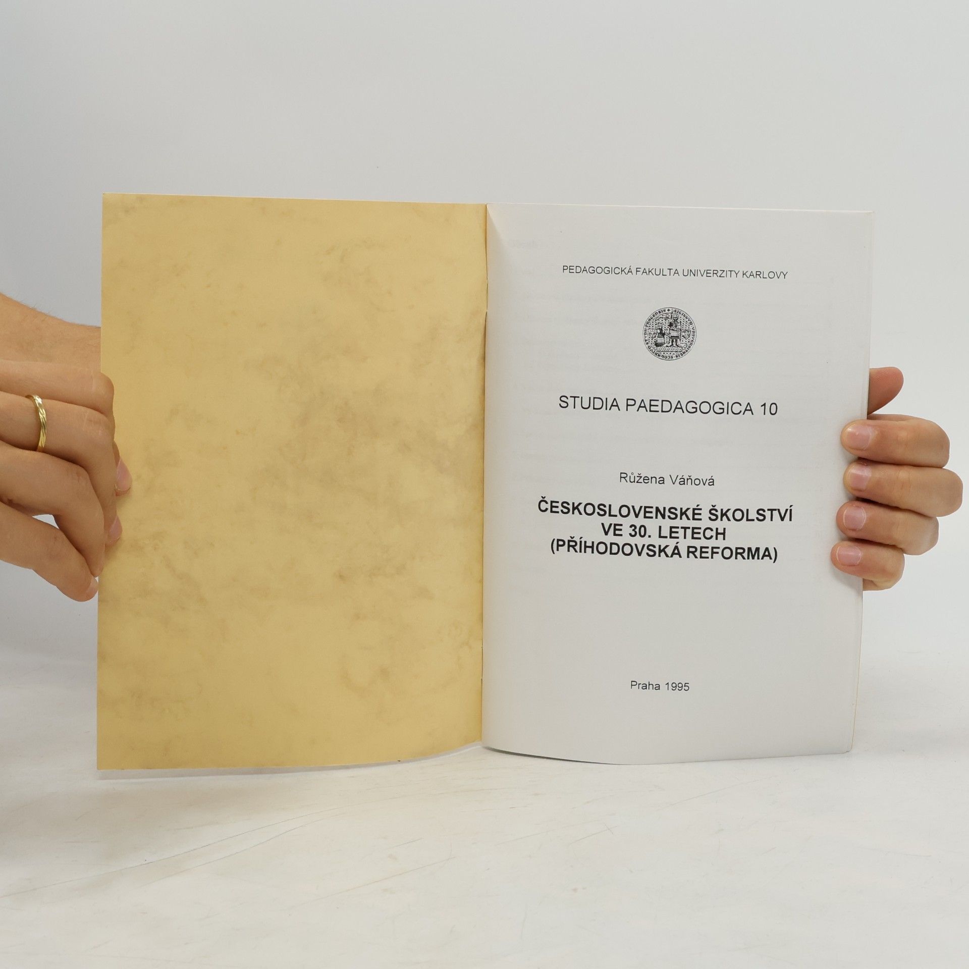 Rúžena Váňová ČESKOSLOVENSKÉ ŠKOLSTVÍ VE 30. LETECH